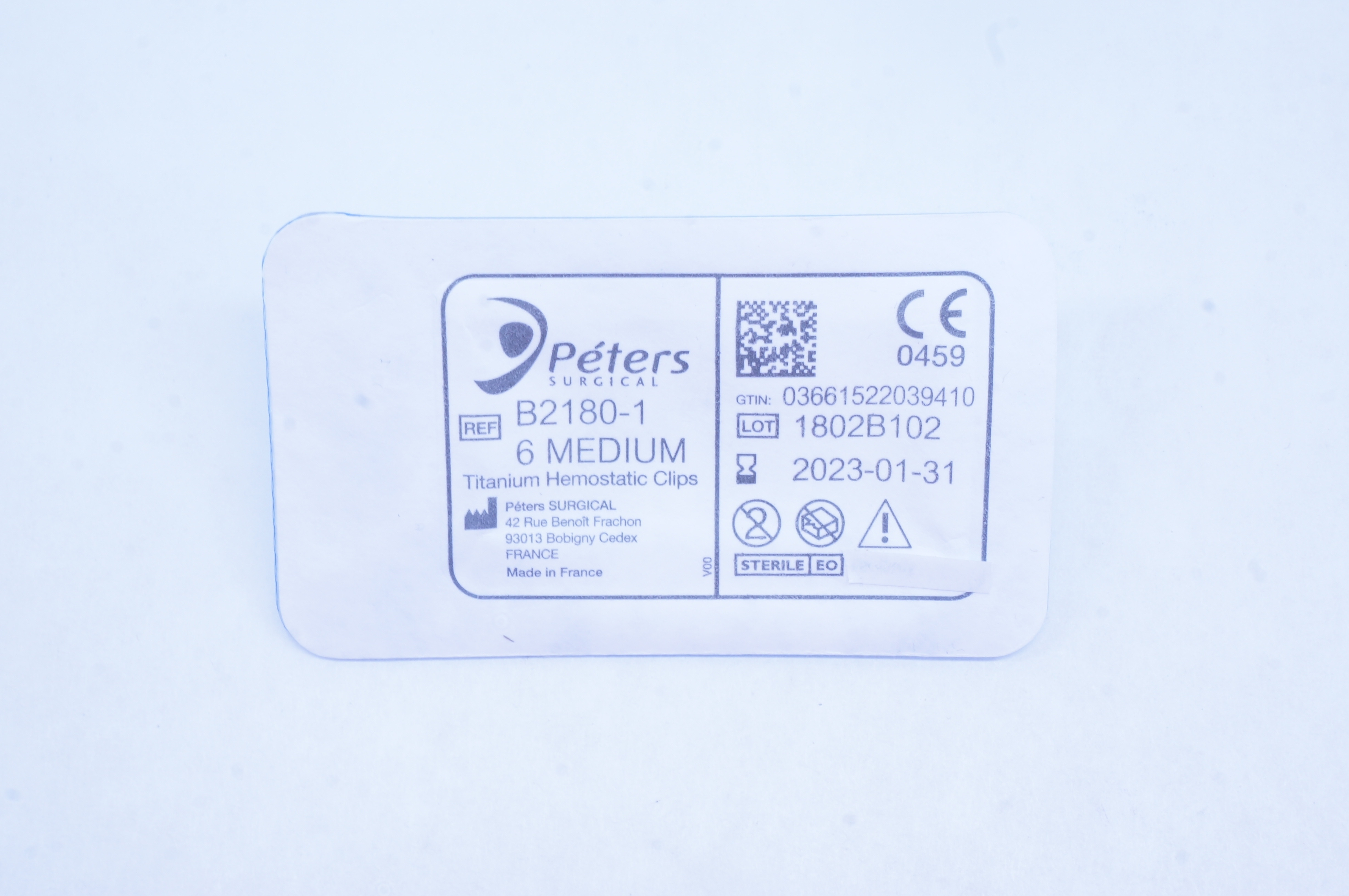 Peters Surgical B2180-1 Titanium Hemostatic Clips 6 Medium