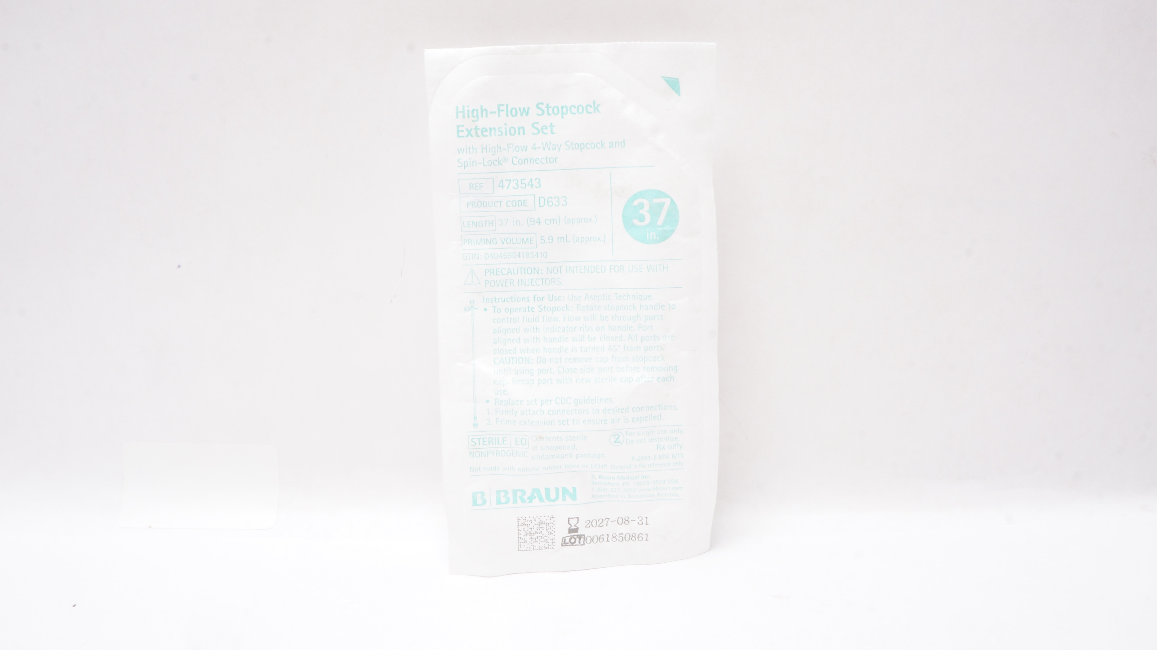 Braun 473543 High-Flow Stopcock Extension Set 37 inch x 5.9 mL (Approx.)