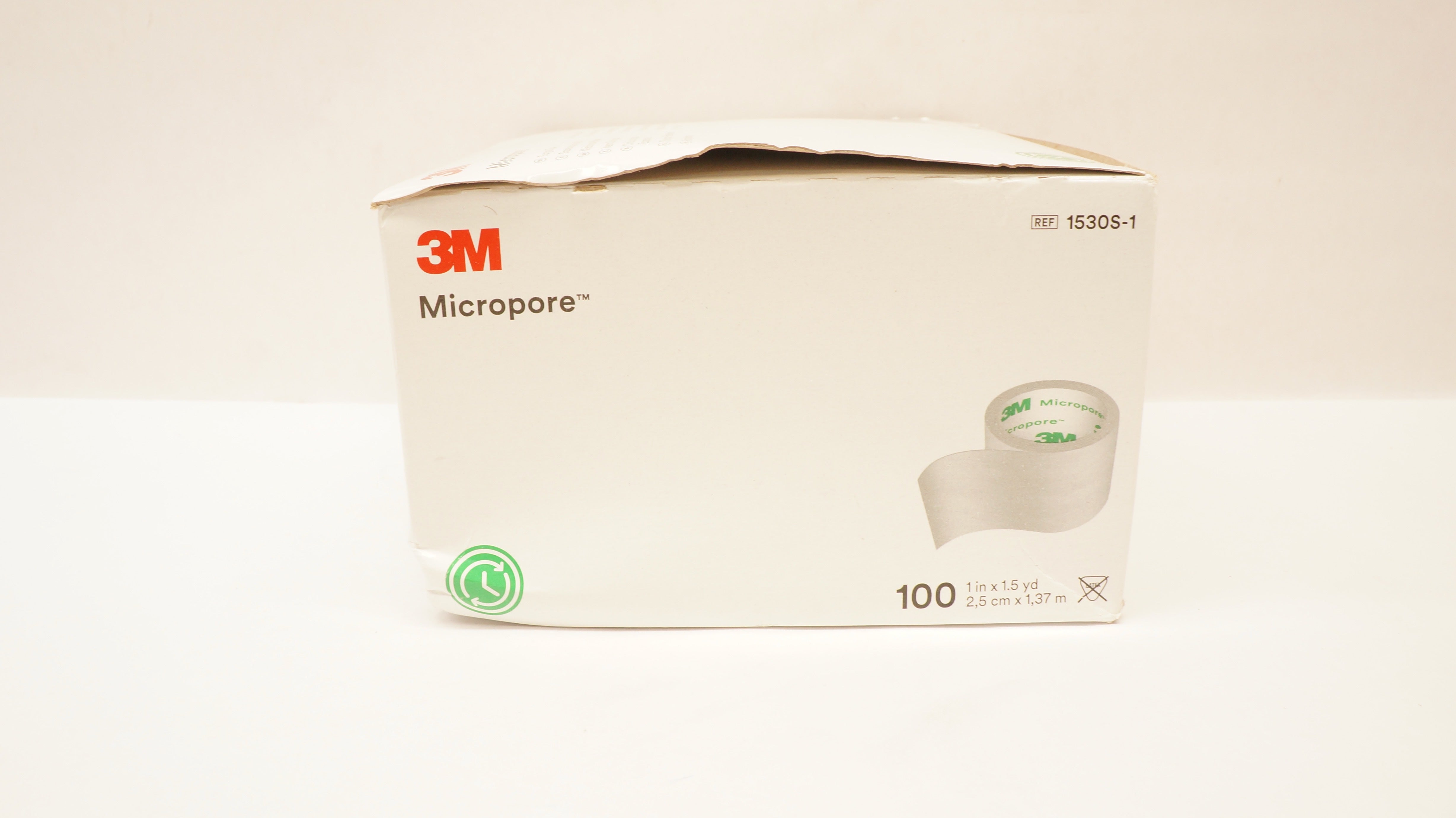 3M 1530S-1 Micropore Rolls Surgical Tape 1inch x 1.5yd. - Box of 100