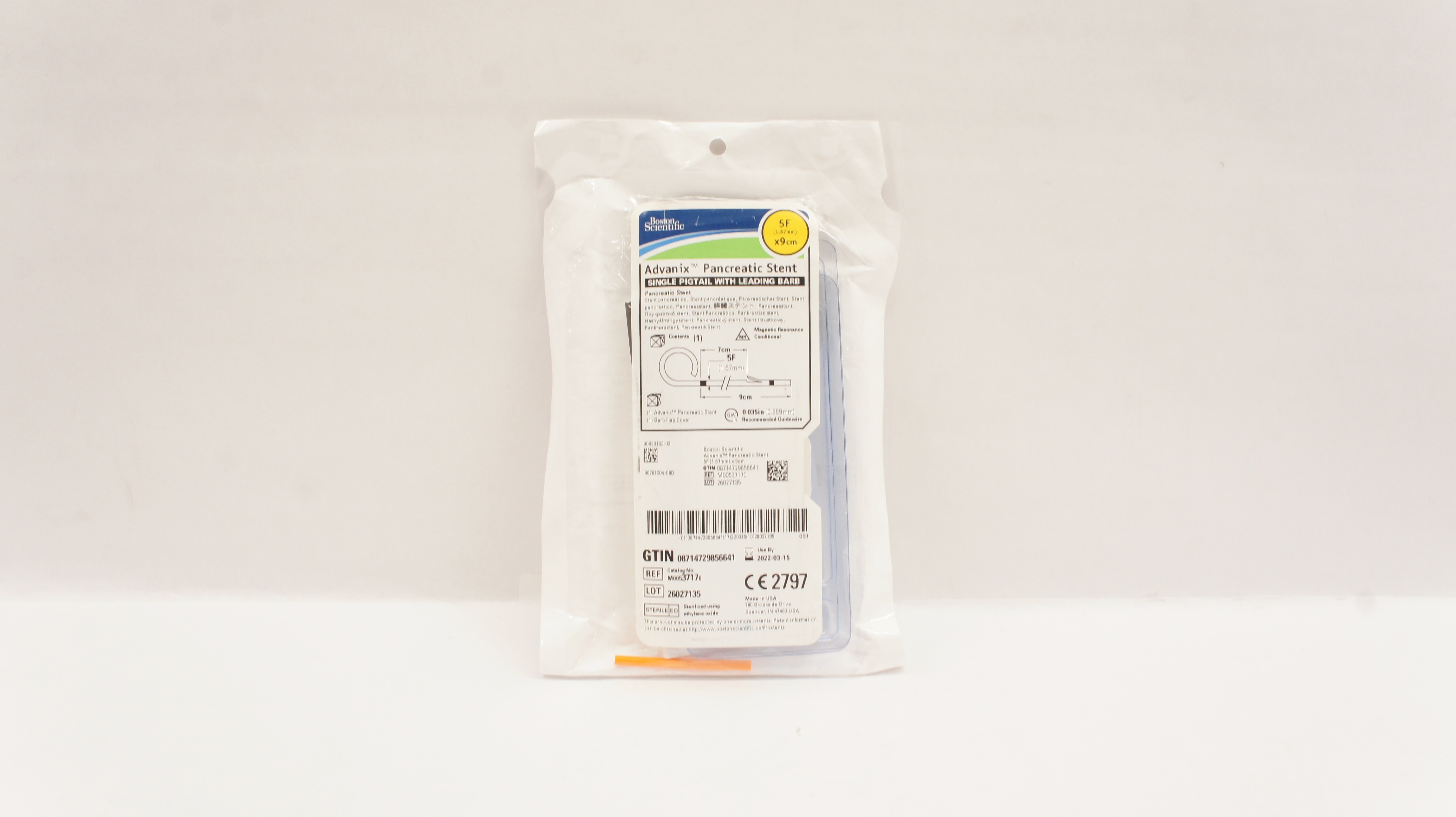 Boston Scientific 3717 Advanix Pancreatic Stent Single Pigtail 5F x 9cm (x)