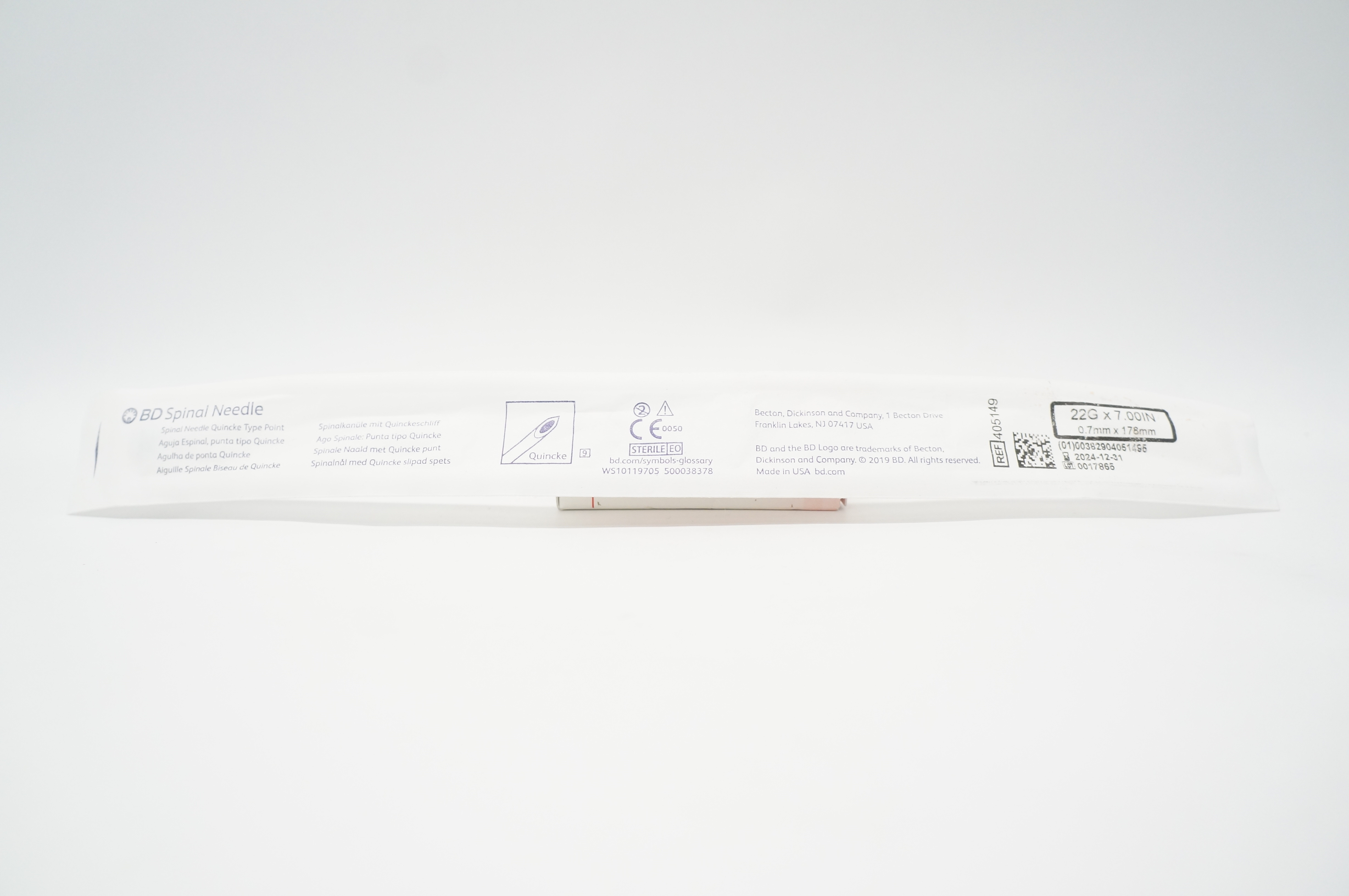 BD 405149 Spinal Ndle,Quincke 22 G x 7.00 inch