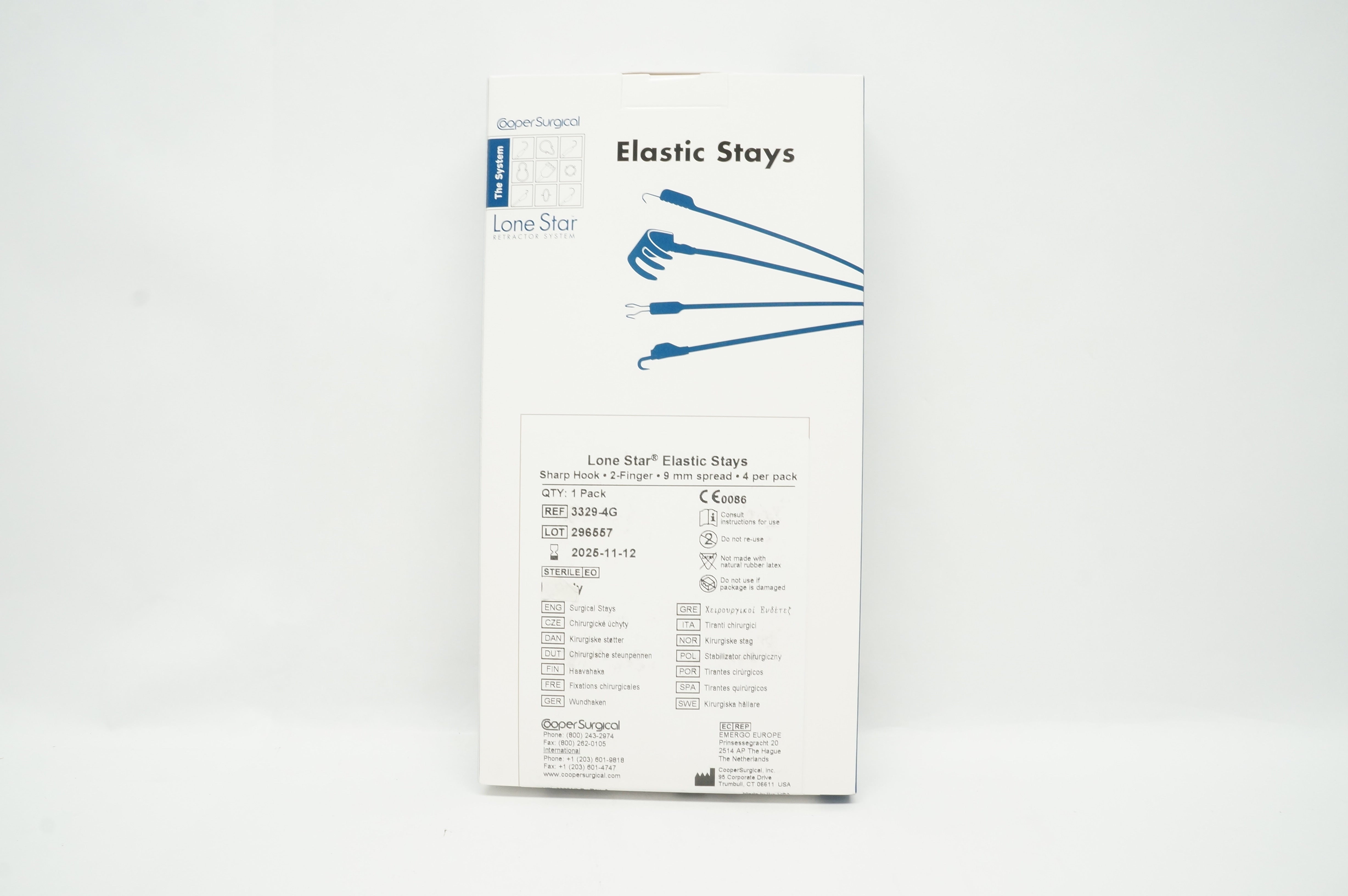 Cooper Surgical 3329-4G Lone Star Elastic Stays, Sharp Hook  9mm - Pack of 4