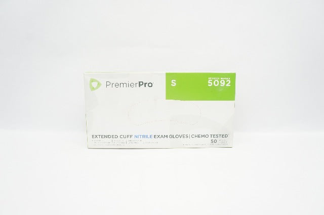 PremierPro 5092 Extended Cuff Nitrile Exam Gloves, Powder-Free Small - Box of 50