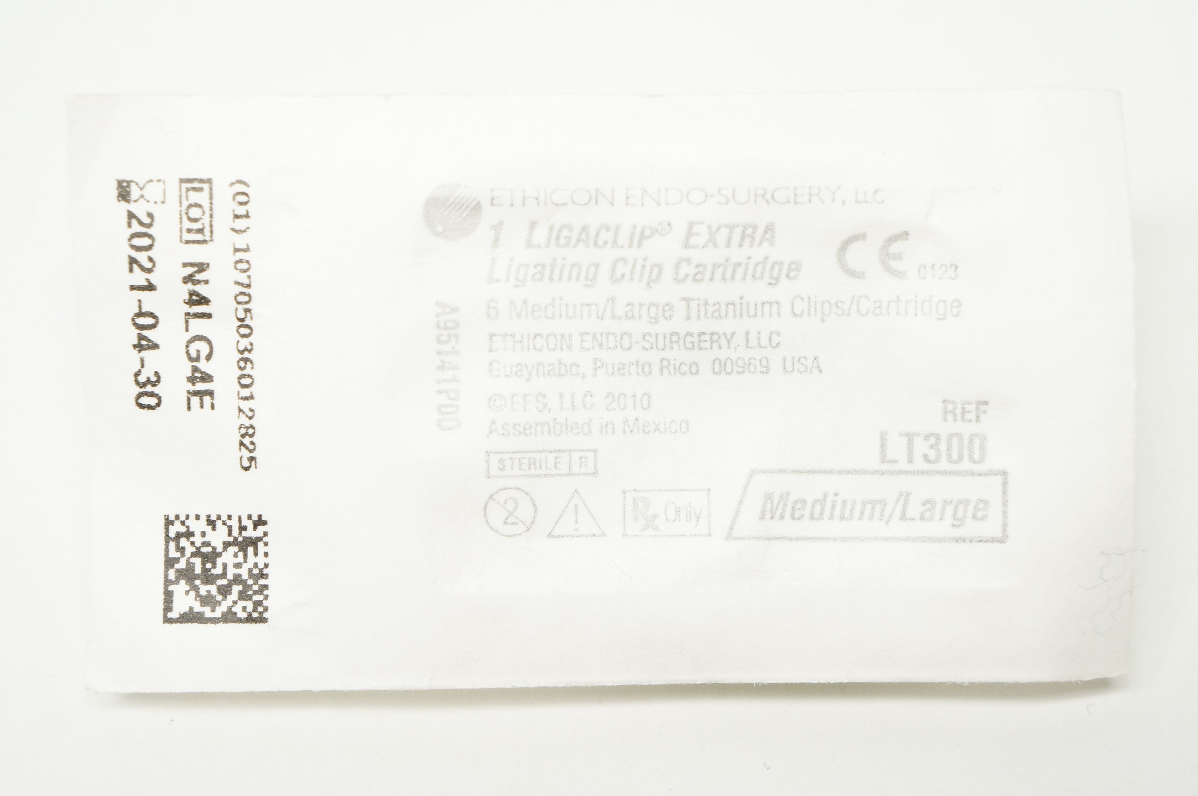 Ethicon LT300 Ligaclip Extra 6 Medium/Large Titanium Ligating Clip/Cartridge (x)