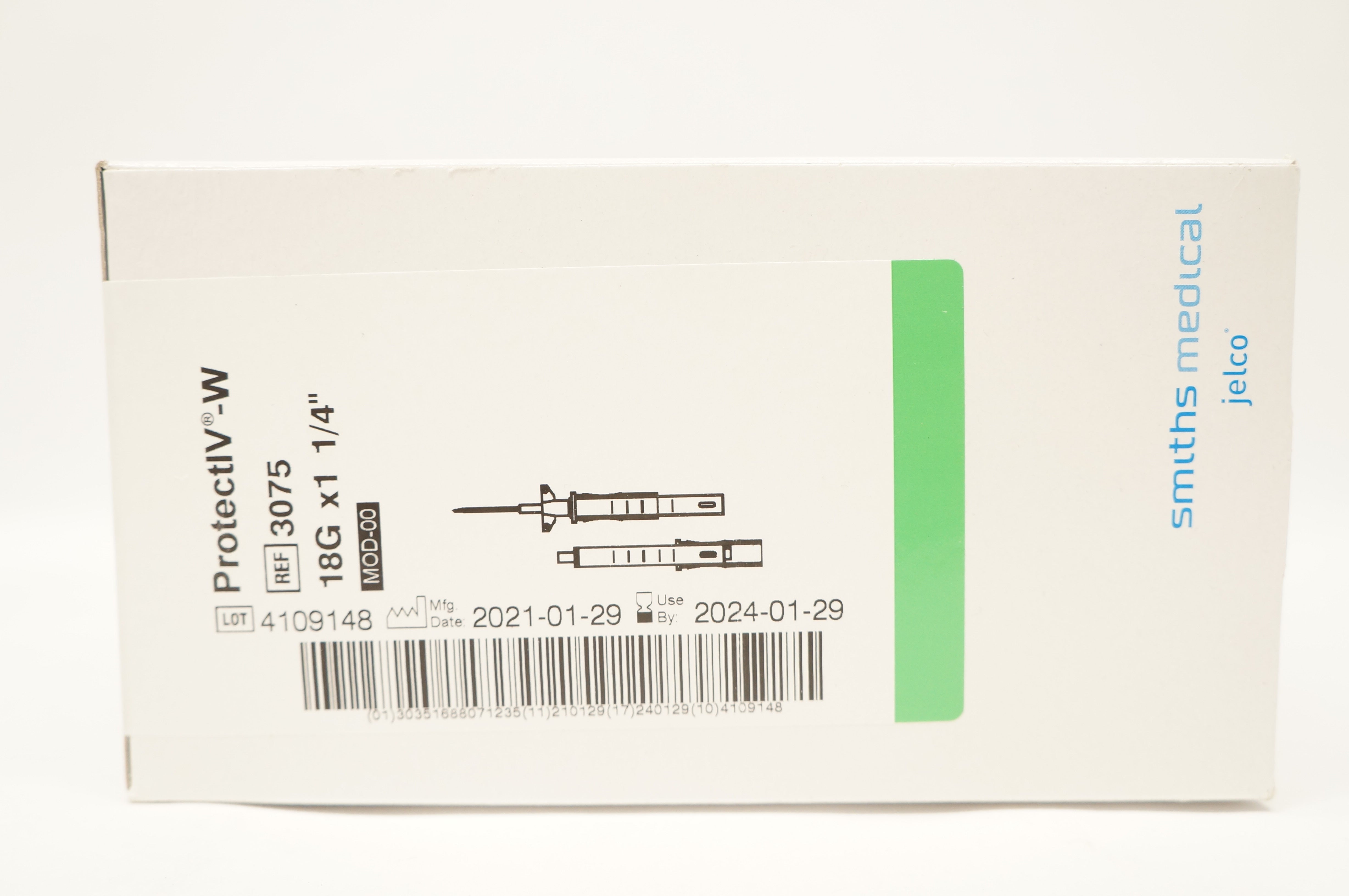 Smiths Medical 3075 Jelco ProtectIV Safety IV Cath 18G x 1-1/4inch - Box of 50