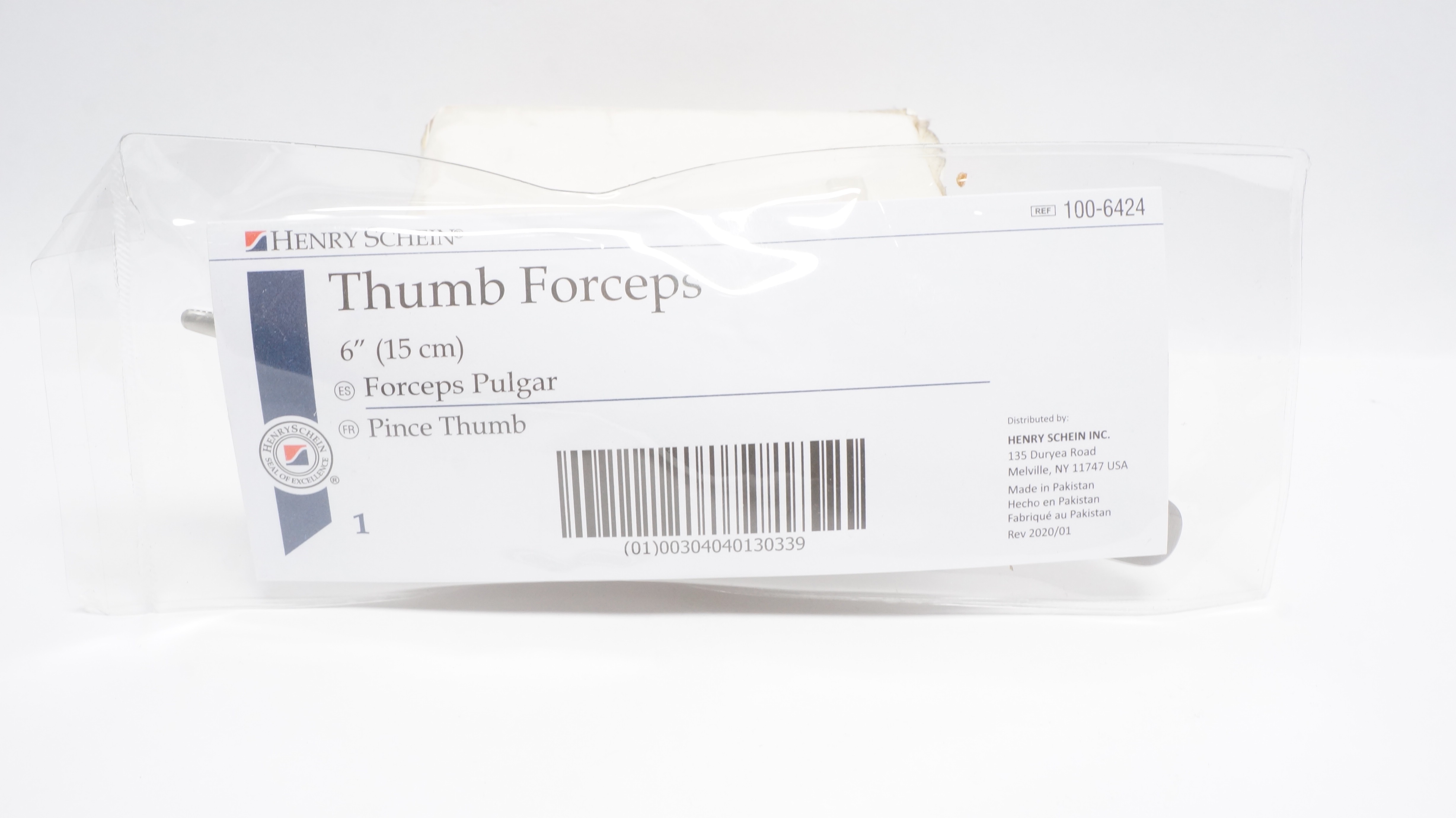 Henry Schein 100-6424 Thumb Forceps 6In