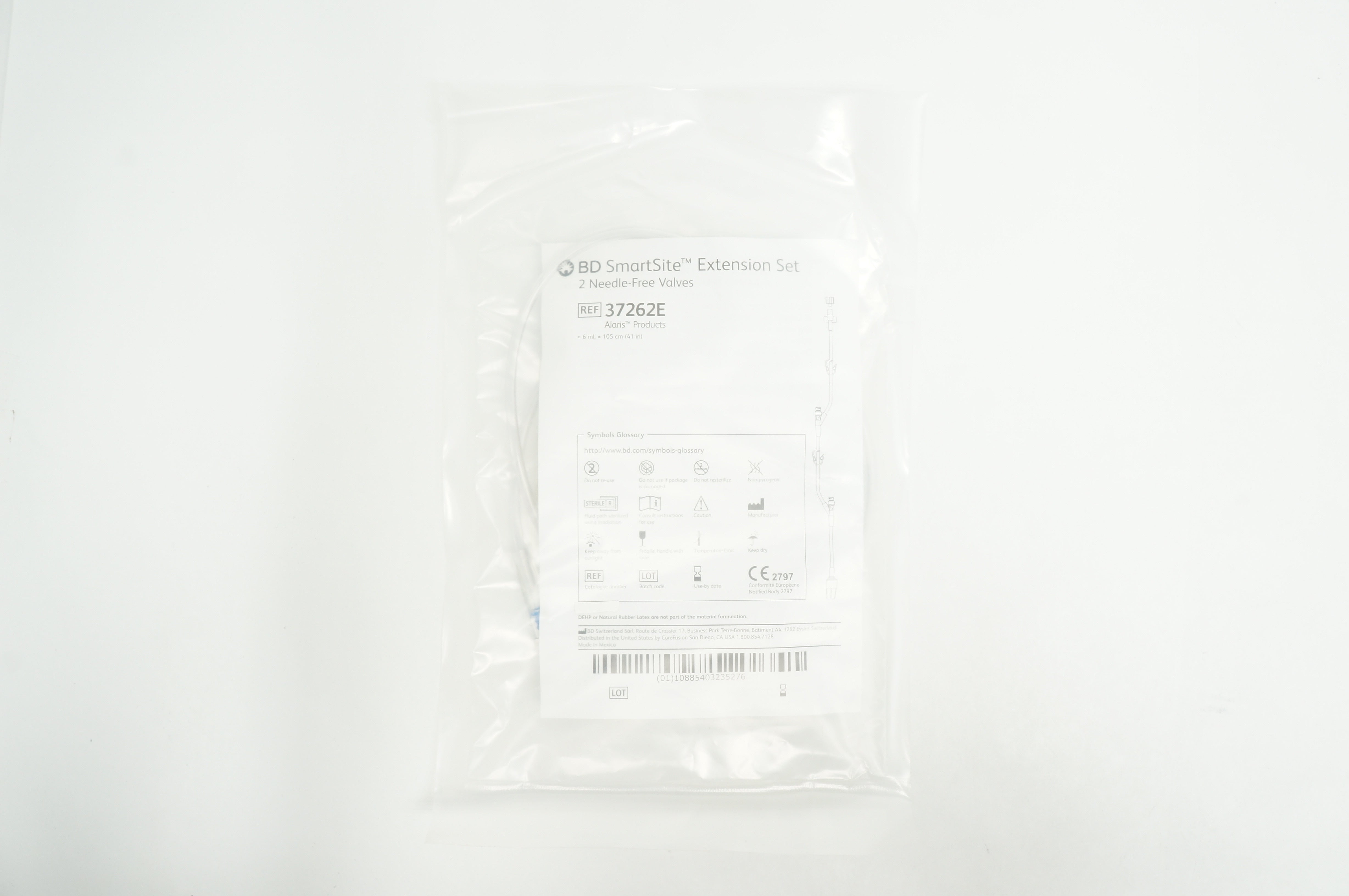 BD 37262E SmartSite Extension Set 2-Ndle Free Valves 6mL x 41inch