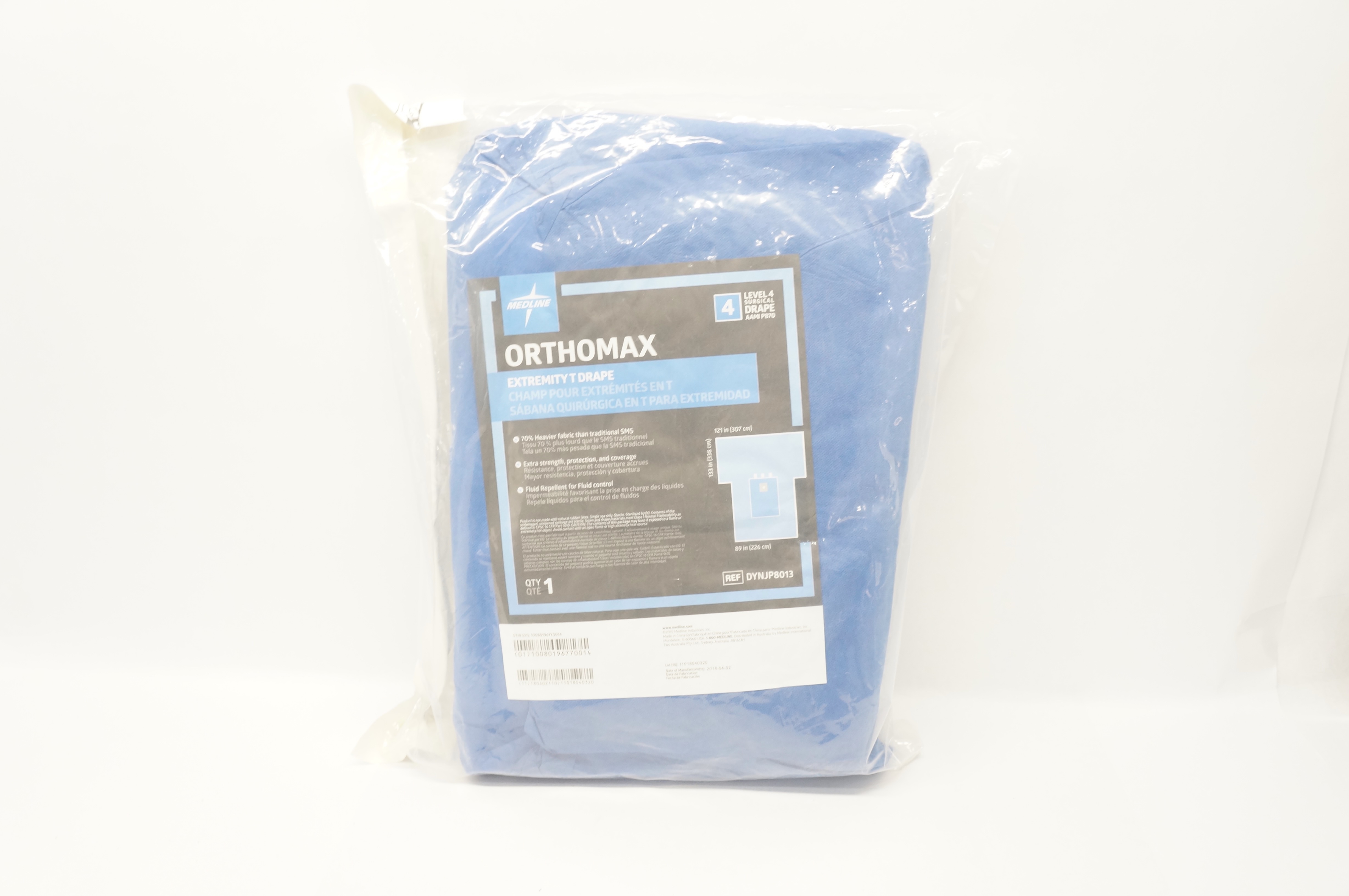 Medline DYNJP8013 Orthomax Extremity Drape AAMI Level 4 121 x 133 x 89inch
