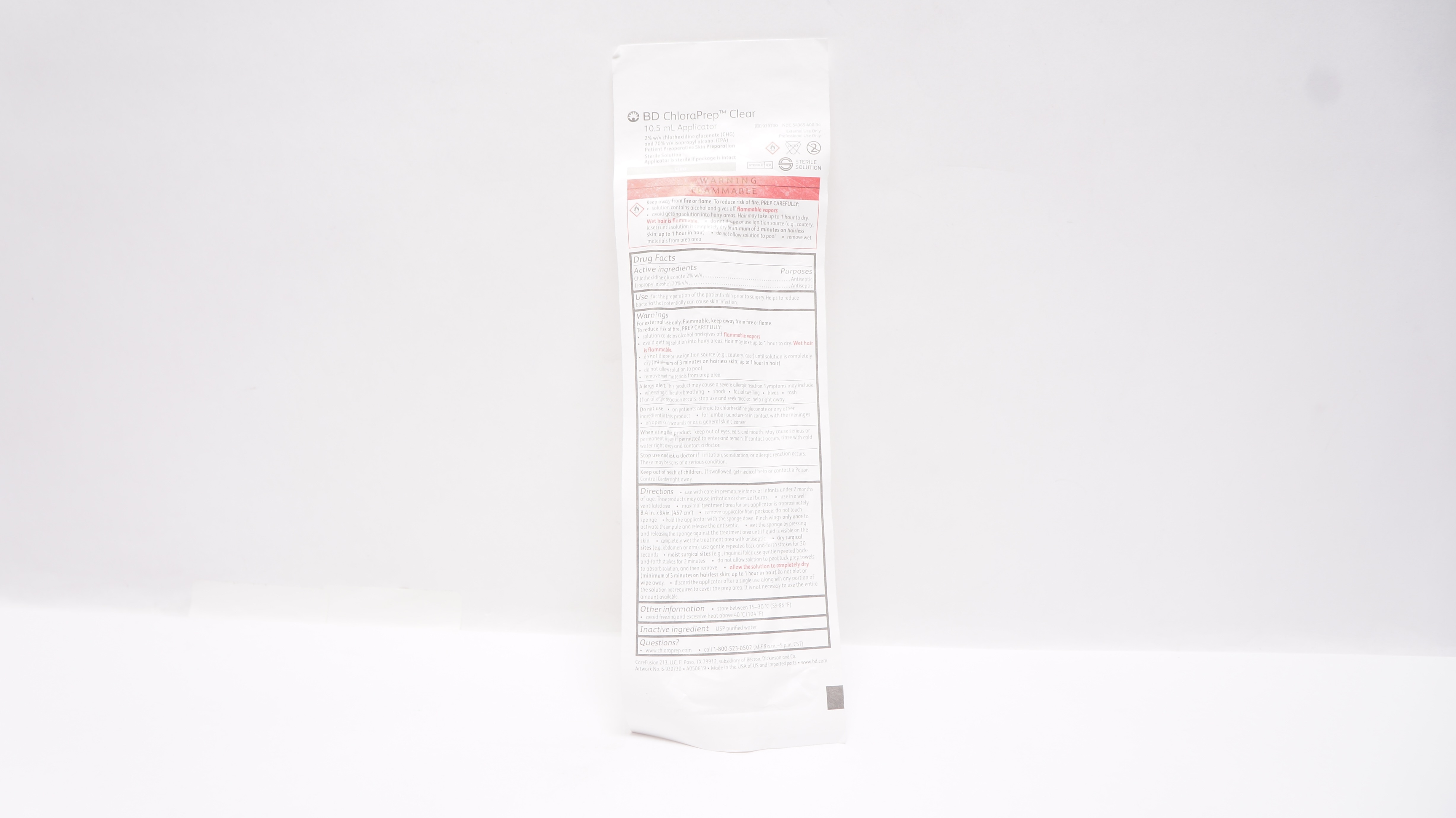 BD 930700 ChloraPrep Clear 10.5ml Applicators