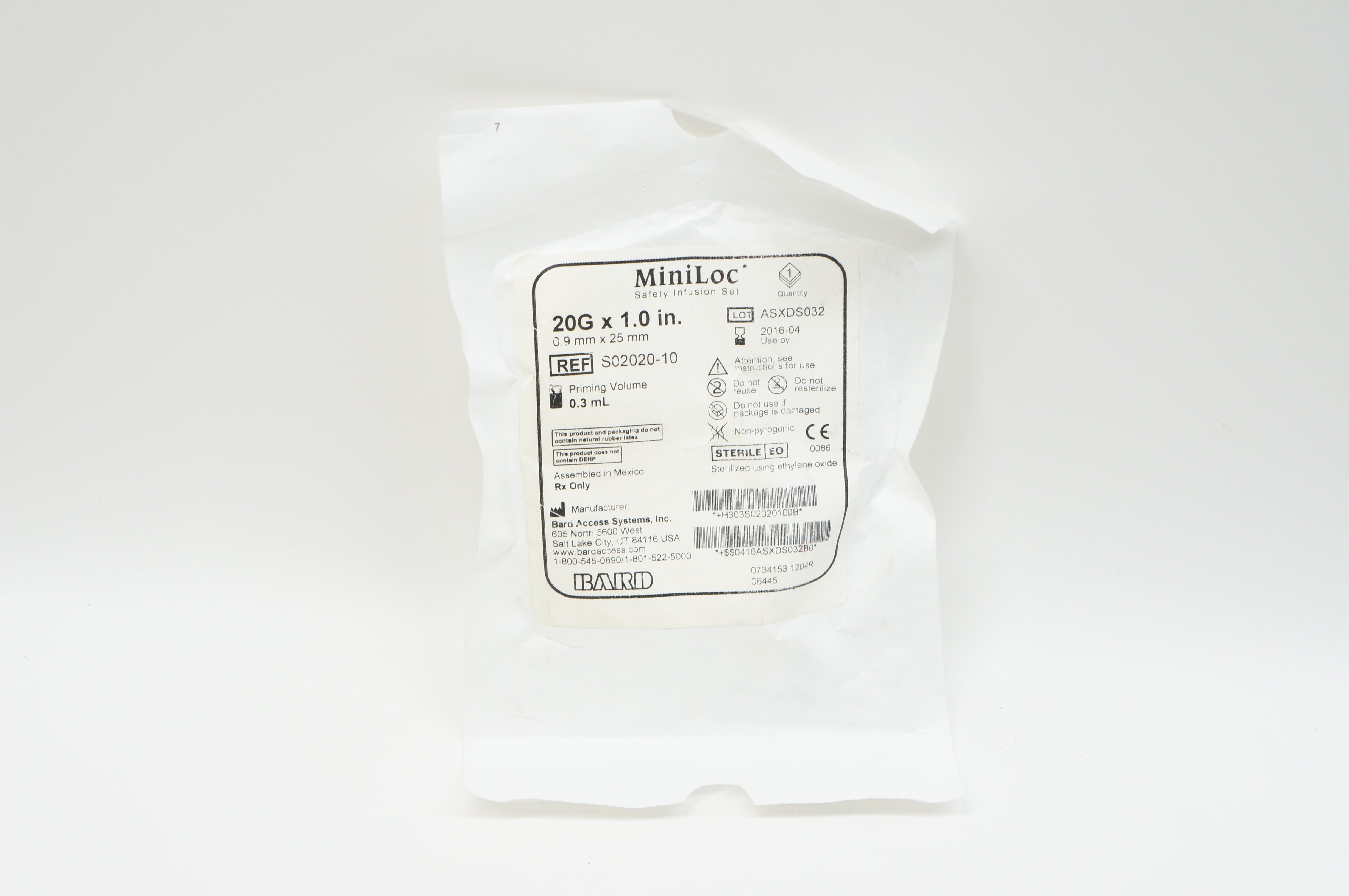 Bard S02020-10 MiniLoc Safety Infusion Set 20G x 1.0inch (x)