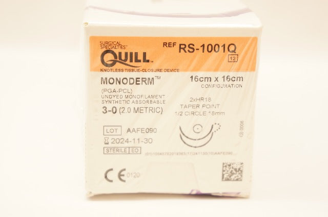 Surgical Specialties RS-1001Q 3-0 Stre Taper Point 1/2c 18mm 16x16cm - Box of 12