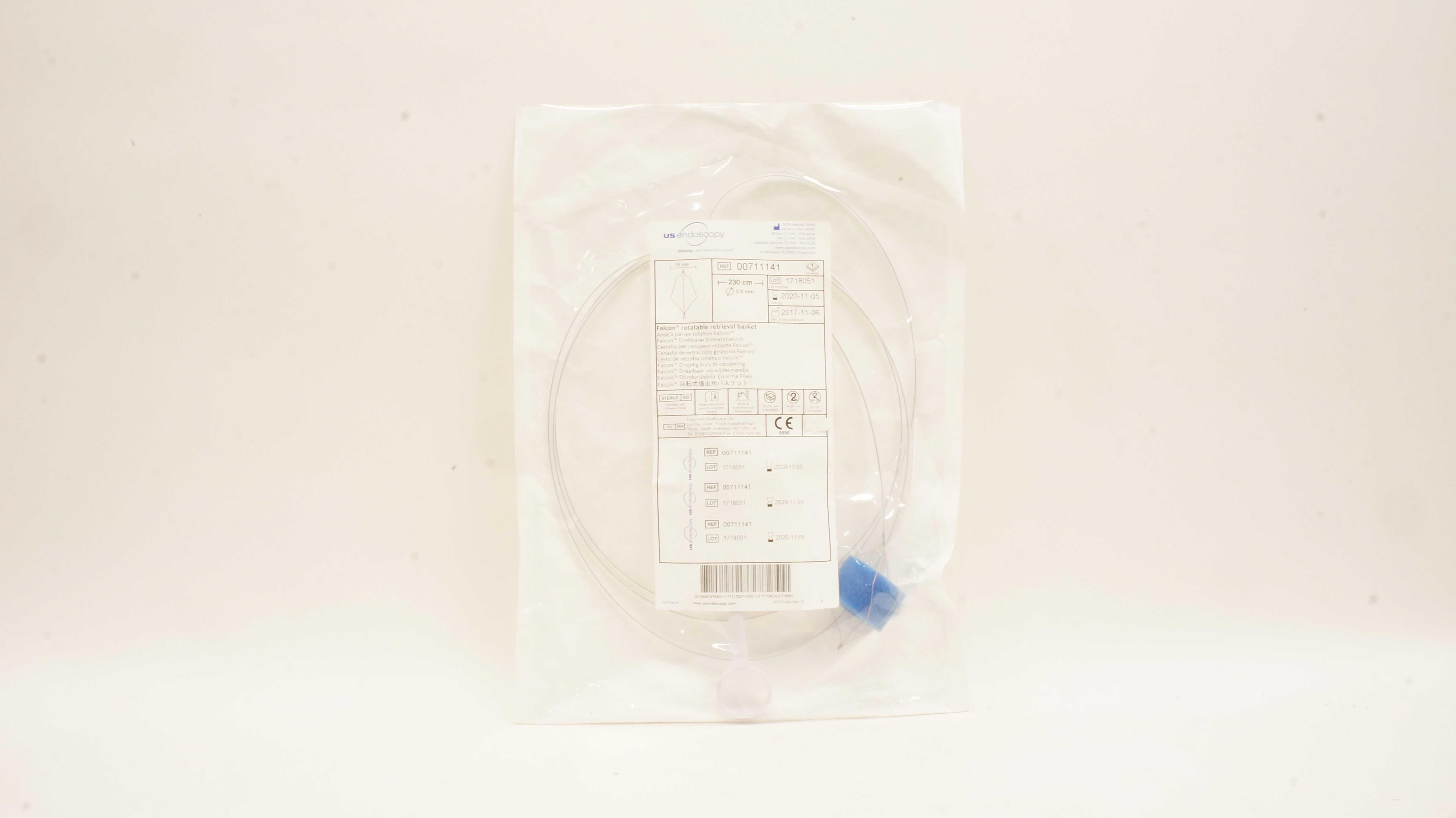 US Endoscopy 00711141 Falcon Rotatable Retrieval Basket 2.5mm x 230cm (x)