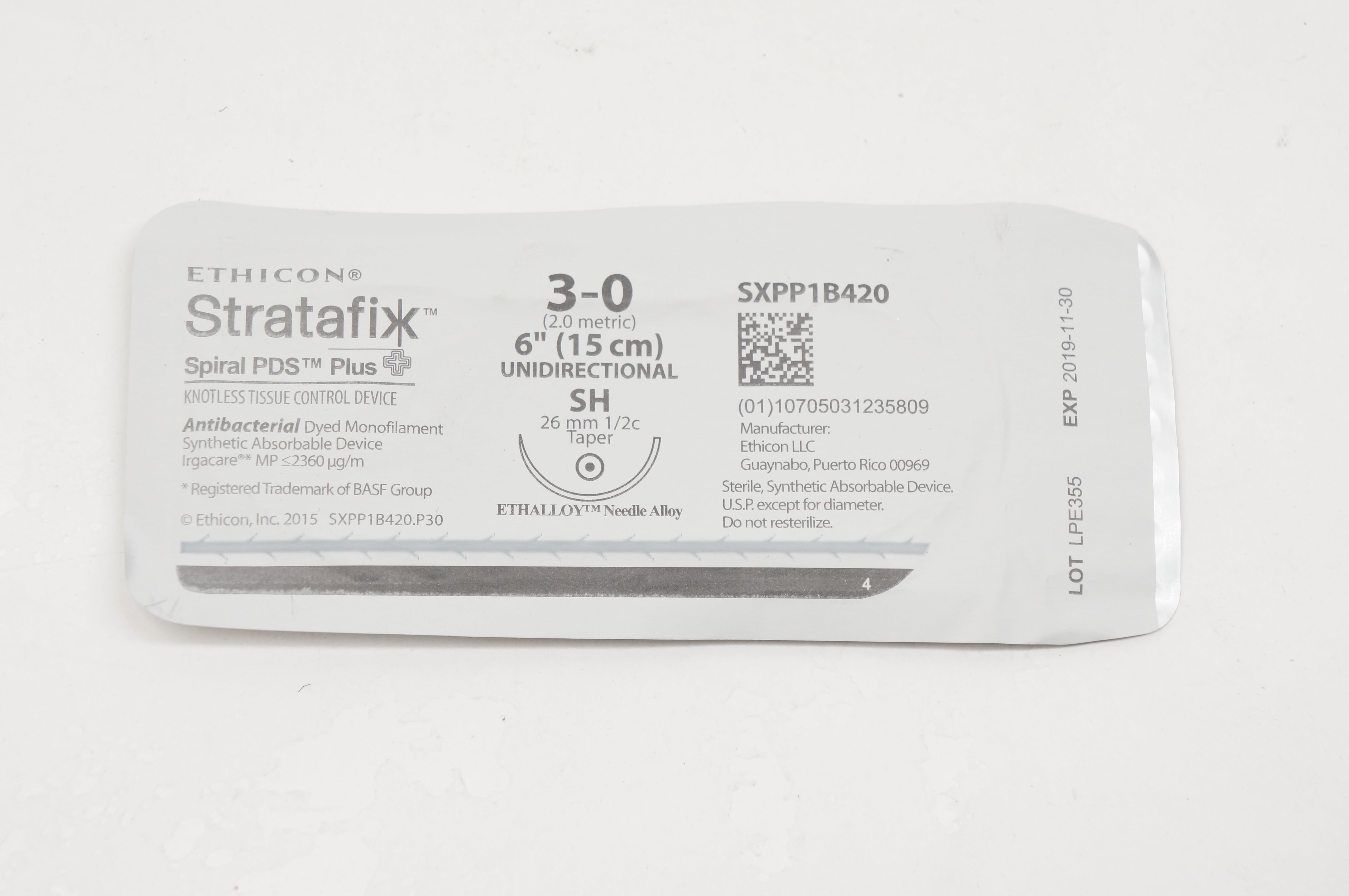 Ethicon SXPP1B420 3-0 Stratafix Spiral PDS Plus, SH, 26mm 1/2c, 6inch (x)