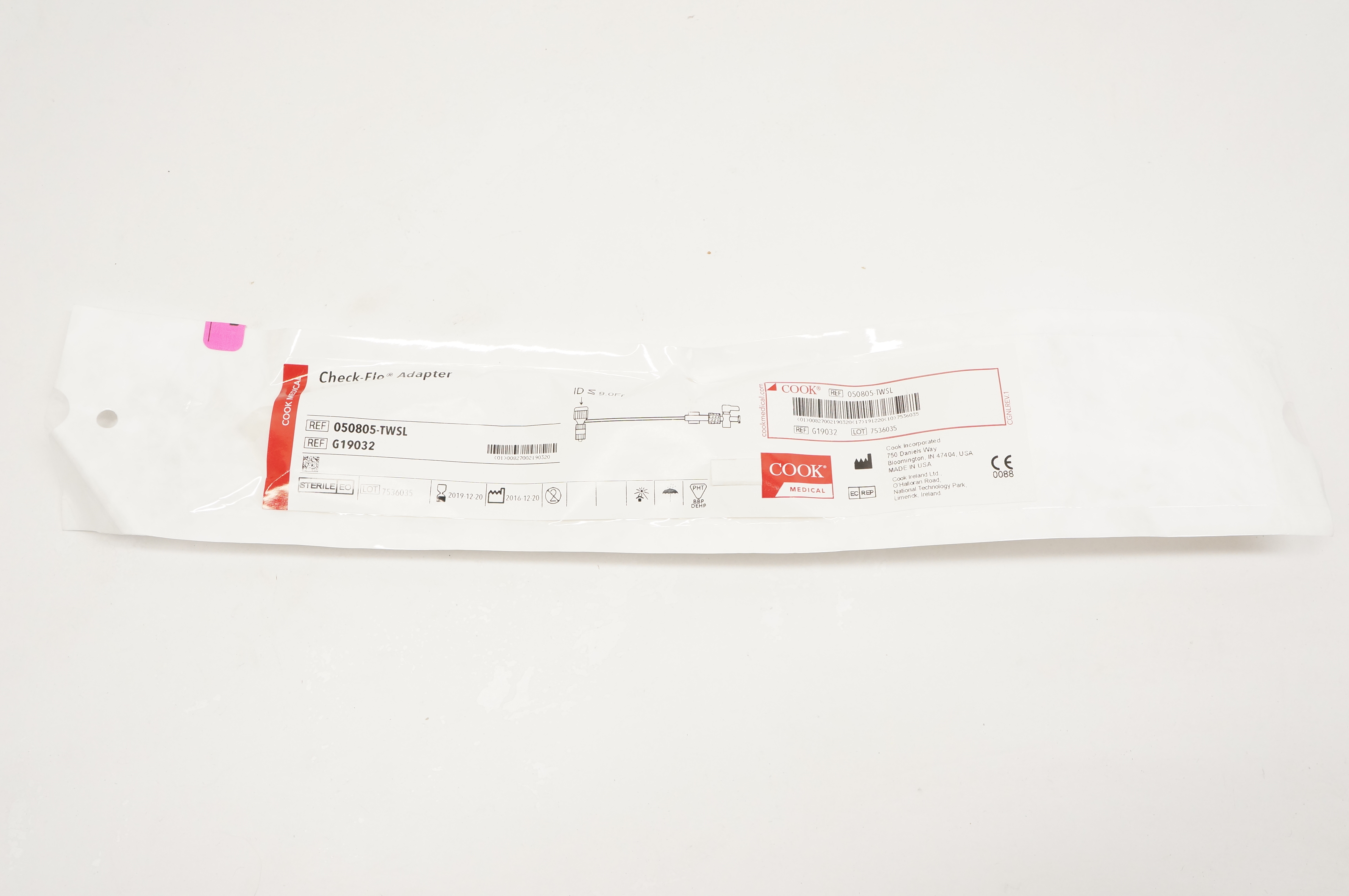 Cook Medical G19032 Check-Flo Adapter 9.0Fr. (x)