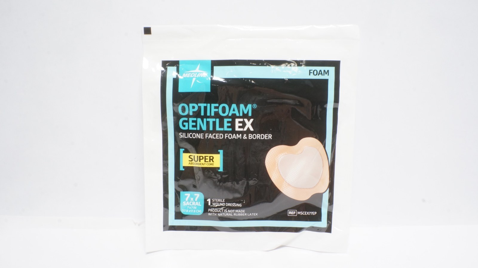 Medline MSCEX77EP Optifoam Gentle EX 7x7 Sacral Silicone Foam Dressing