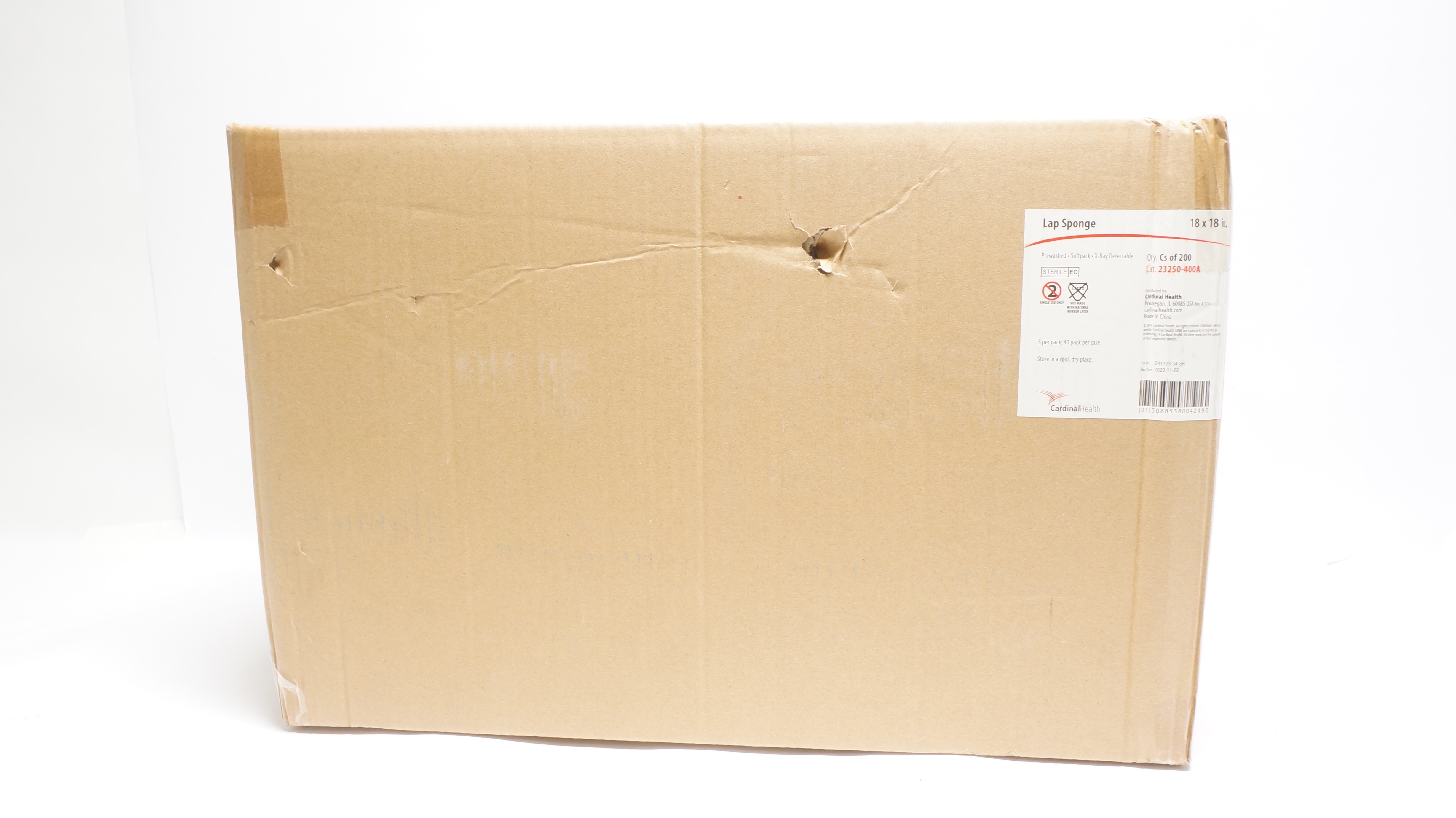 Cardinal Health 23250-400A Lap Sponge Prewashed,Softpack 18 x 18in - Case of 200