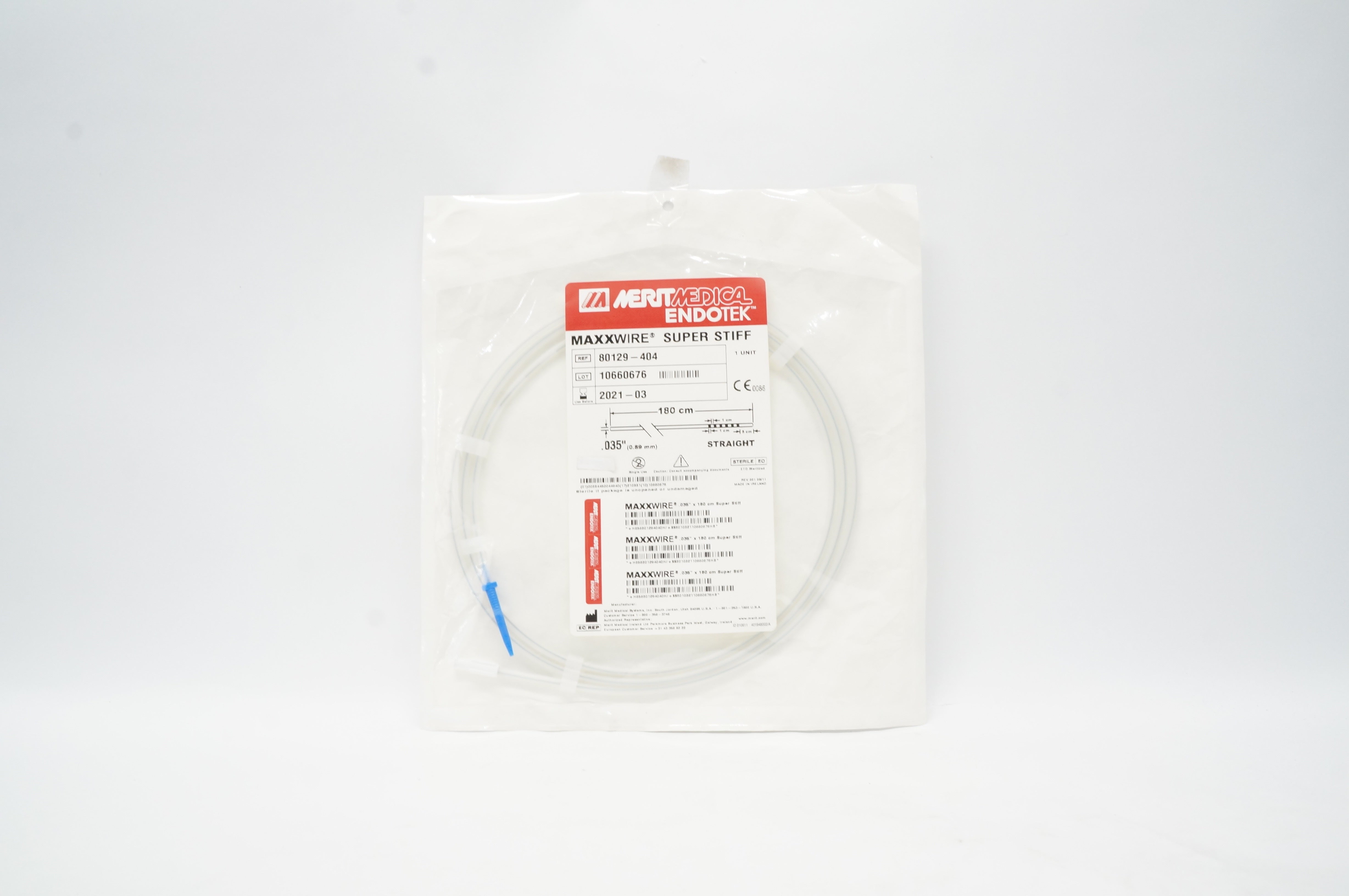 Merit Medical 80129-404 Endotek MaxxWire Super Stiff Wire .035 inch x 180cm (x)