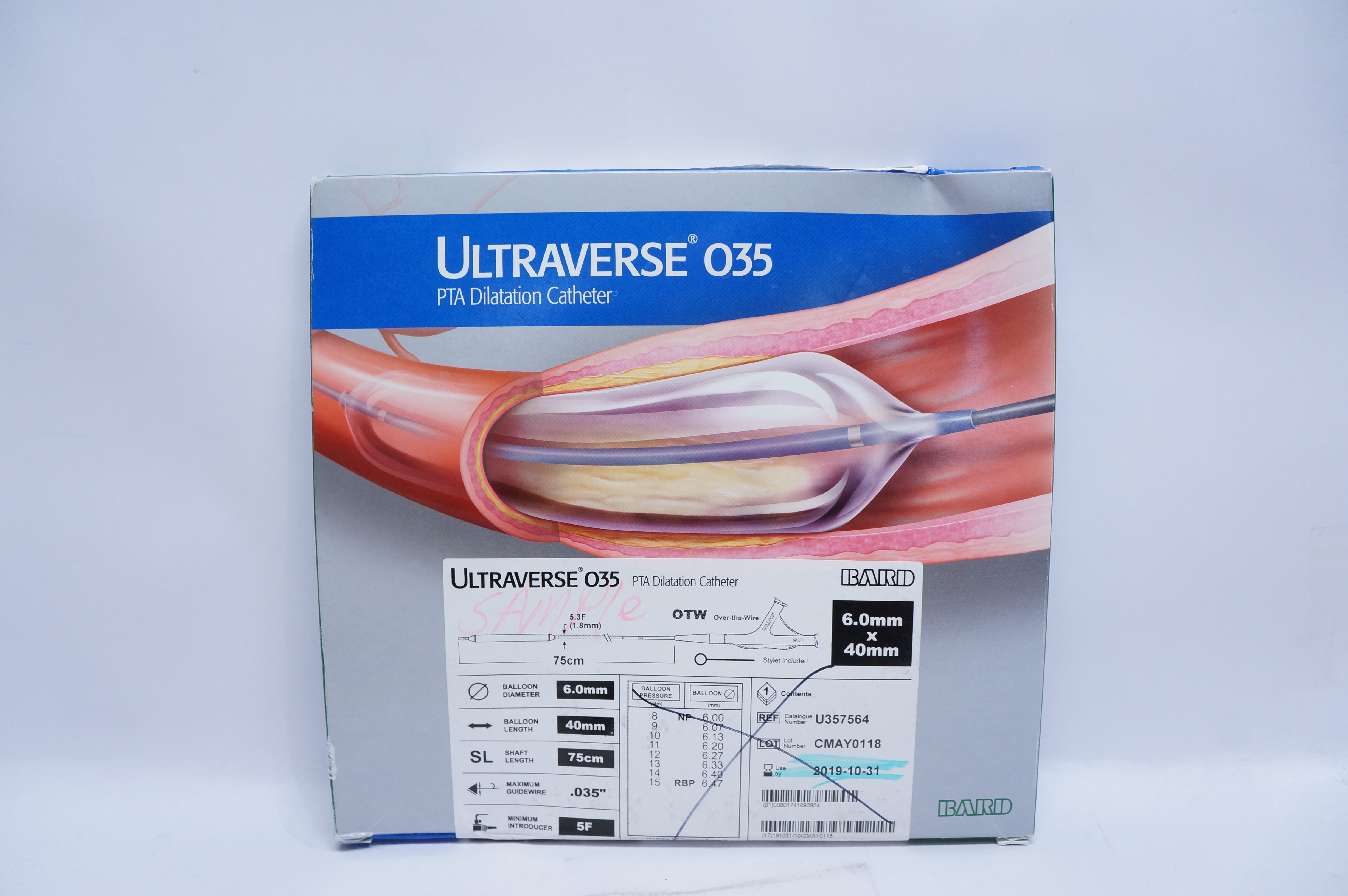 Bard U357564 Ultraverse 035 PTA Dilatation Cath. 6mm x 40mm (x)