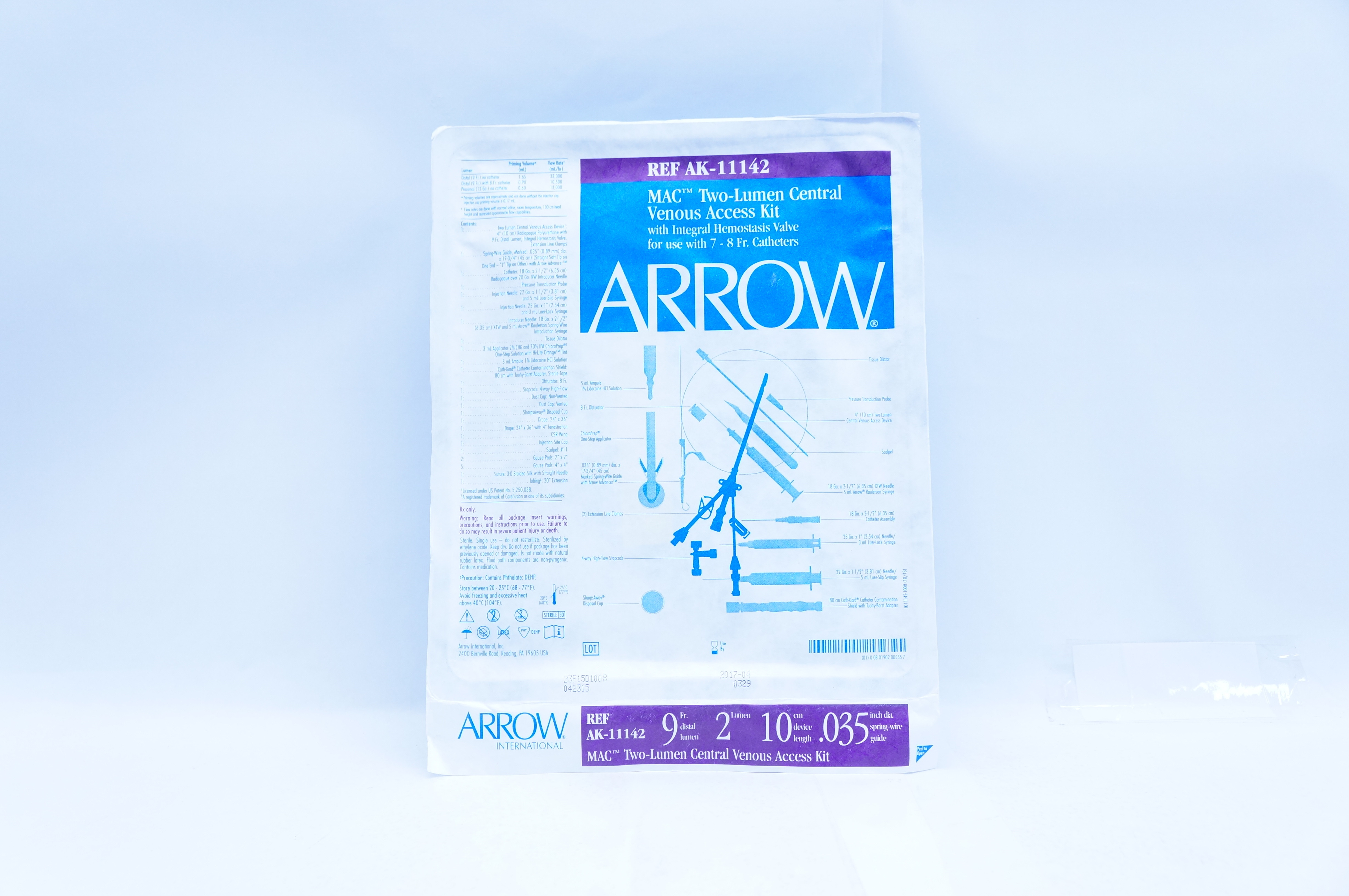 Arrow AK-11142 MAC Two-Lumen Central Venous Access Kit 9Fr. (x)