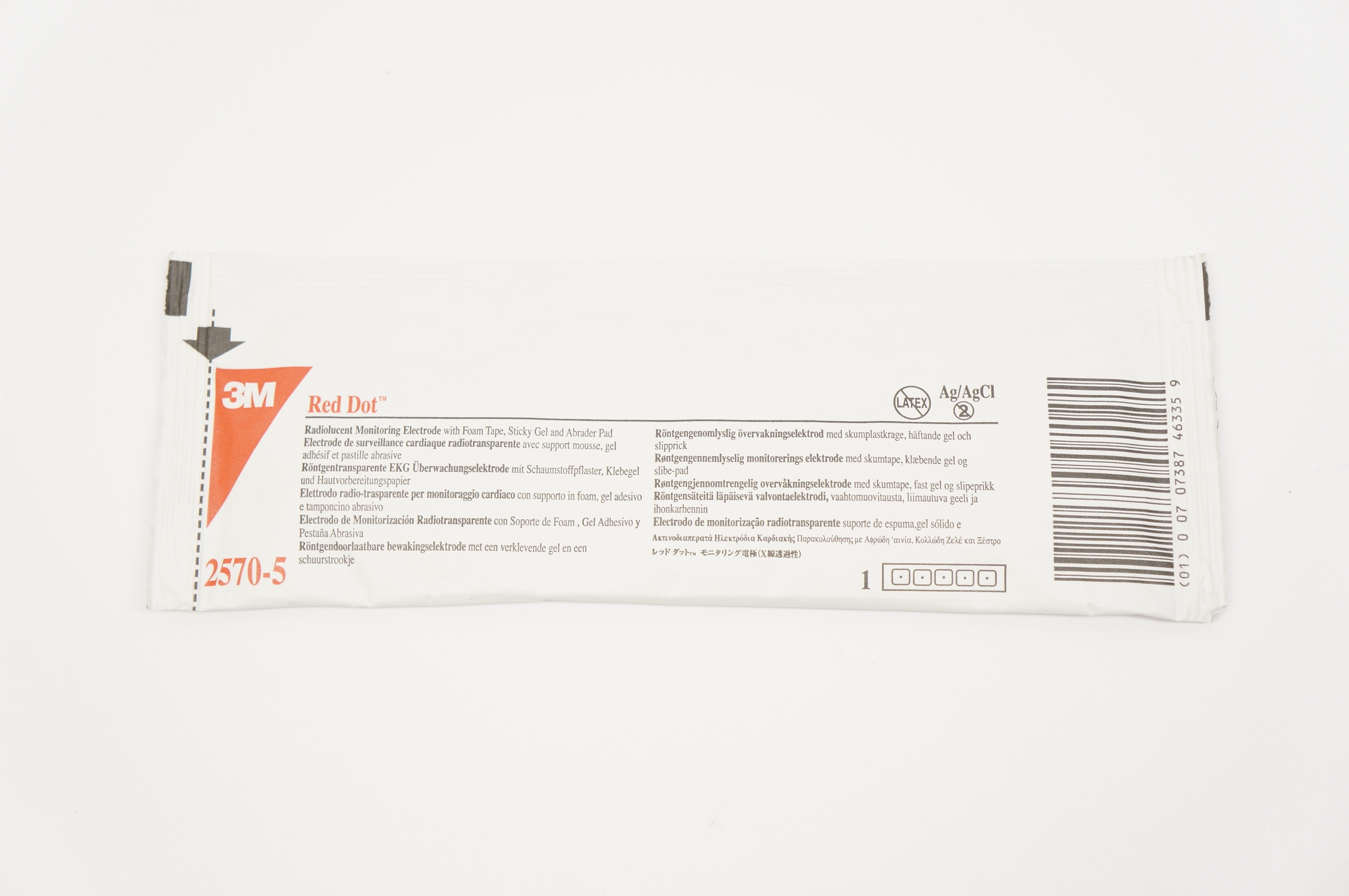 3M 2570-5 Radiolucent Monitoring Electrode,Foam Tape,Sticky Gel,Abrader Pad (x)