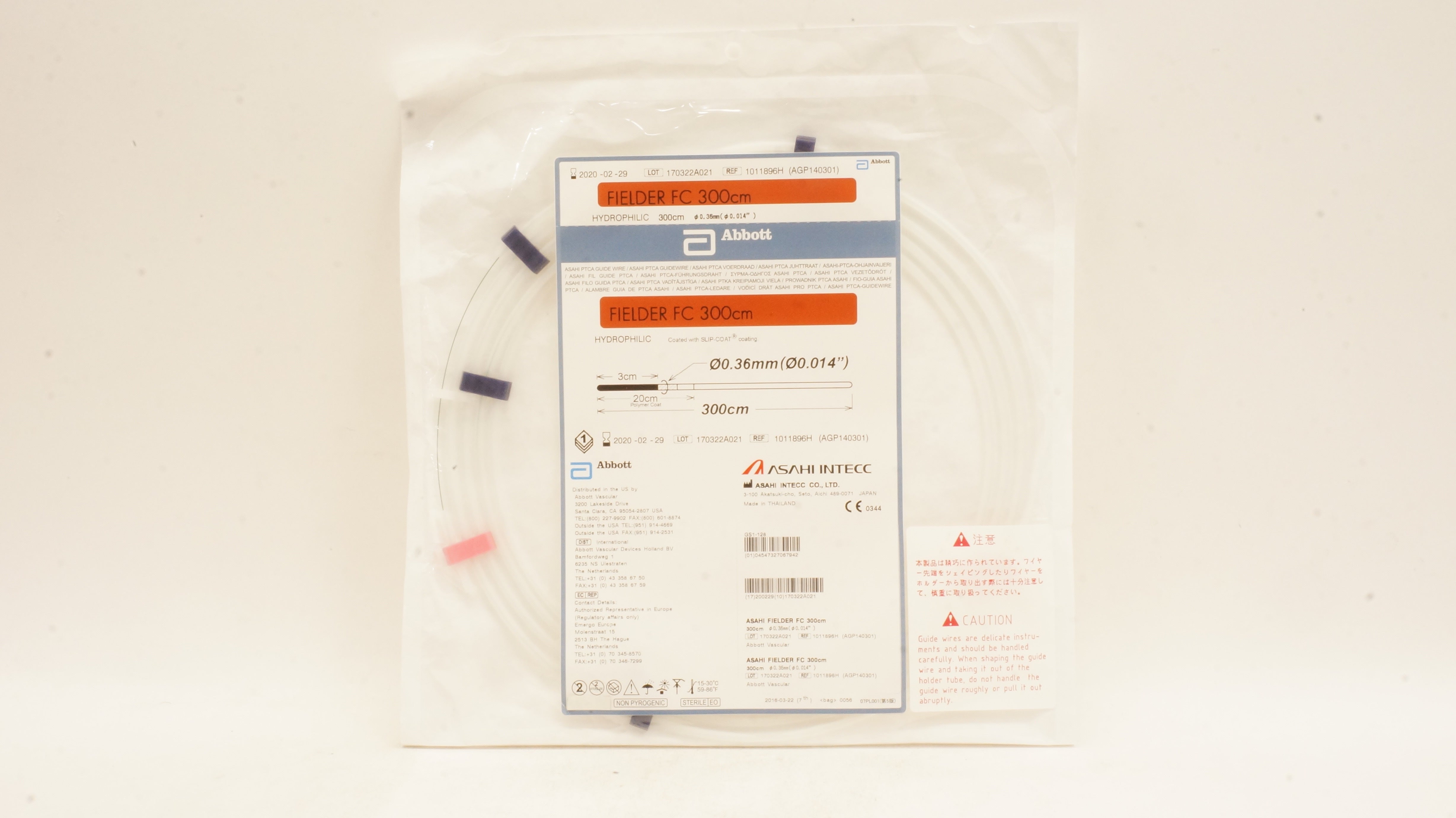 Abbott 1011896H ASAHI PTCA Guide Wire Fielder FC 300cm x 0.014inch (x)
