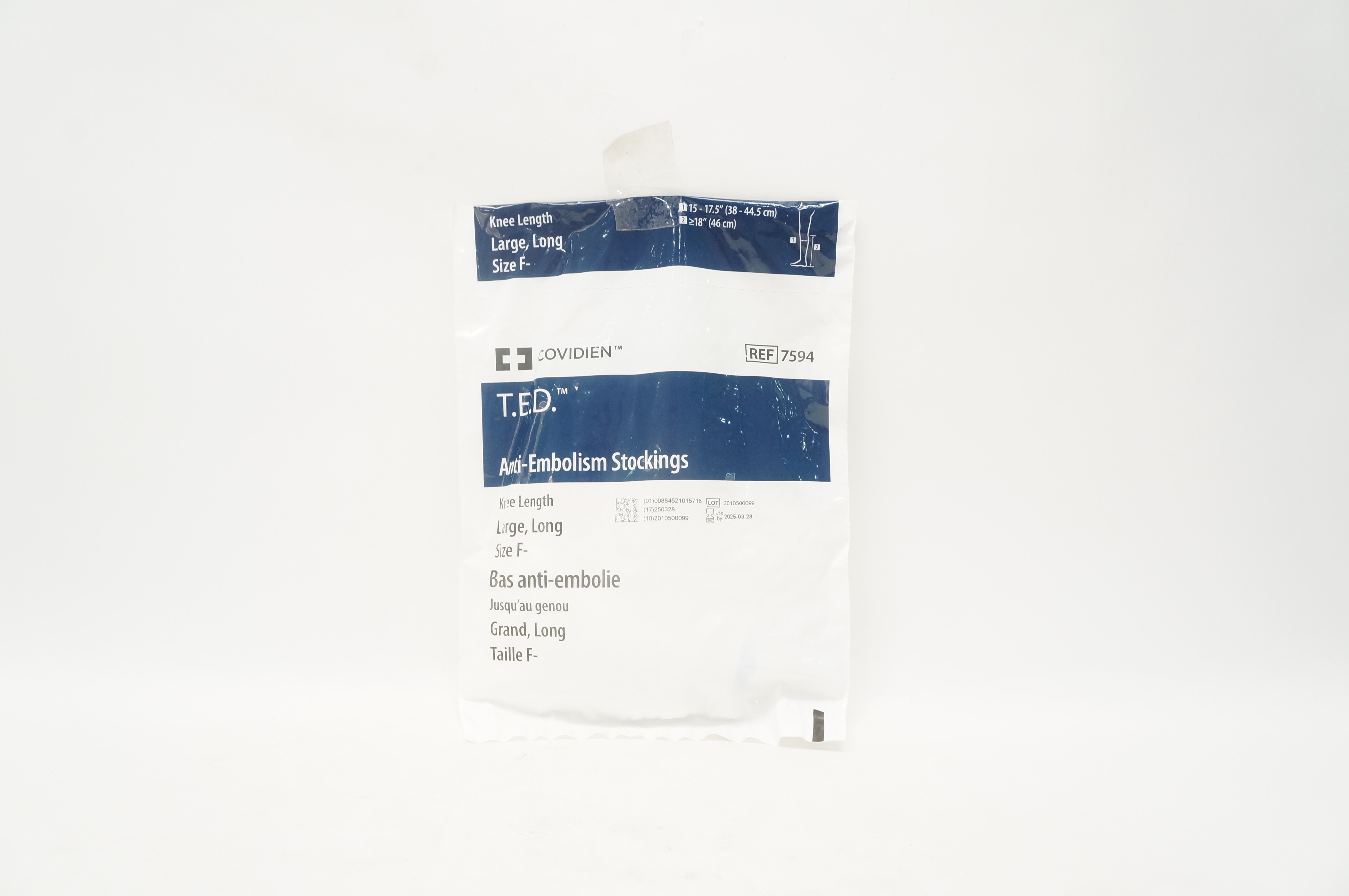 Covidien 7594 T.E.D. Anti-Embolism Stockings Knee Length Large, Long, Size F