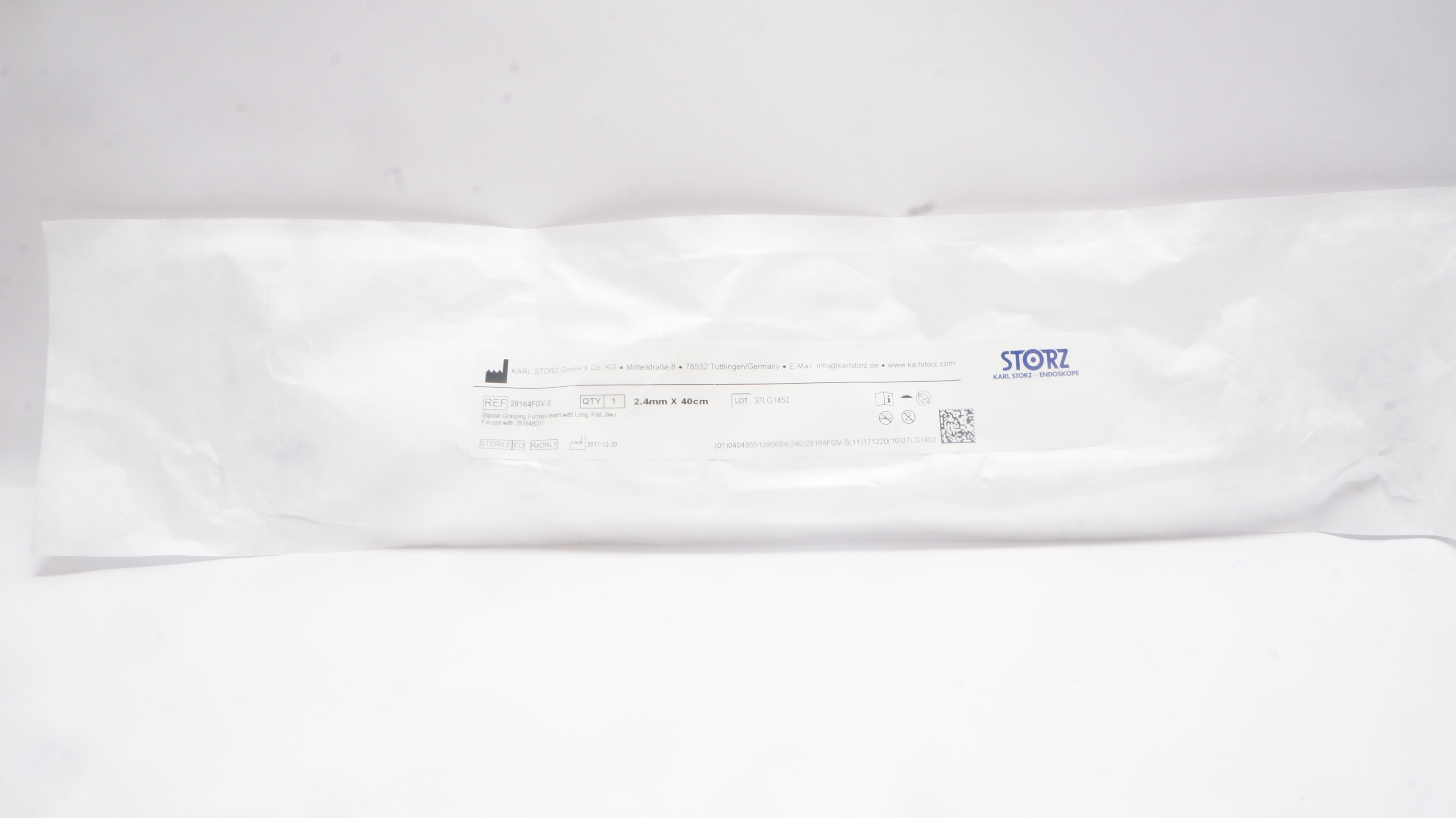 Karl Storz 28164FGV-S Bipolar Grasping Forceps Insert with Long, Flat Jaws