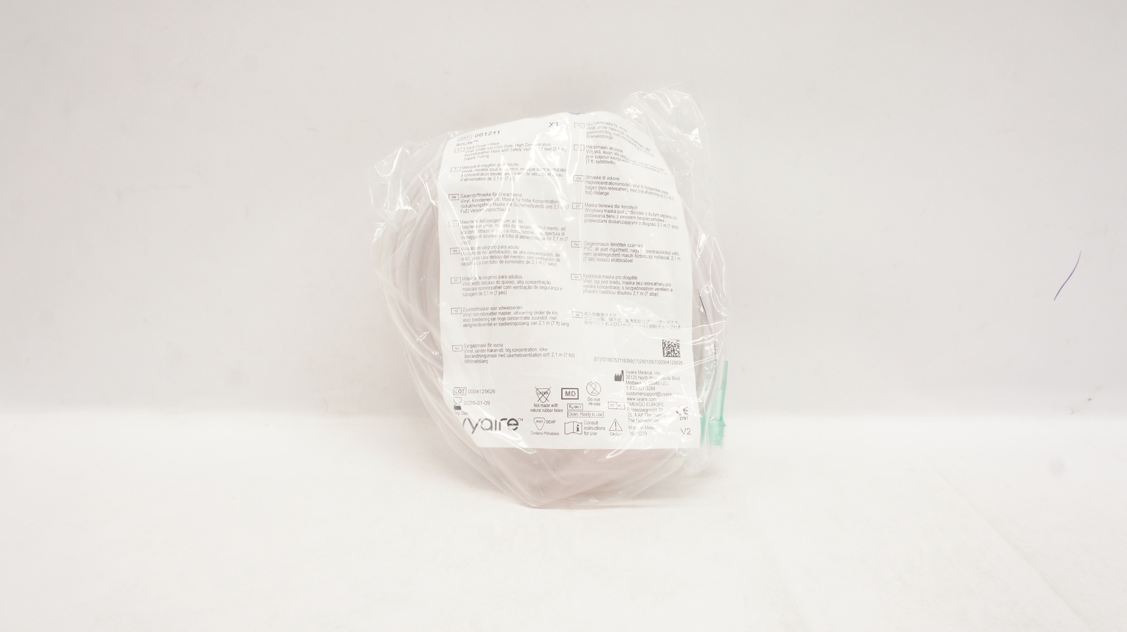 Vyaire Medical 001211 Adult Oxygen Mask Vinyl Under-the-Chin Style