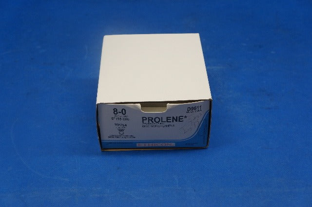 Ethicon D9611 8-0 PROLENE, TG175-8 7mm 1/2c Spatula, 6 - Box of 12