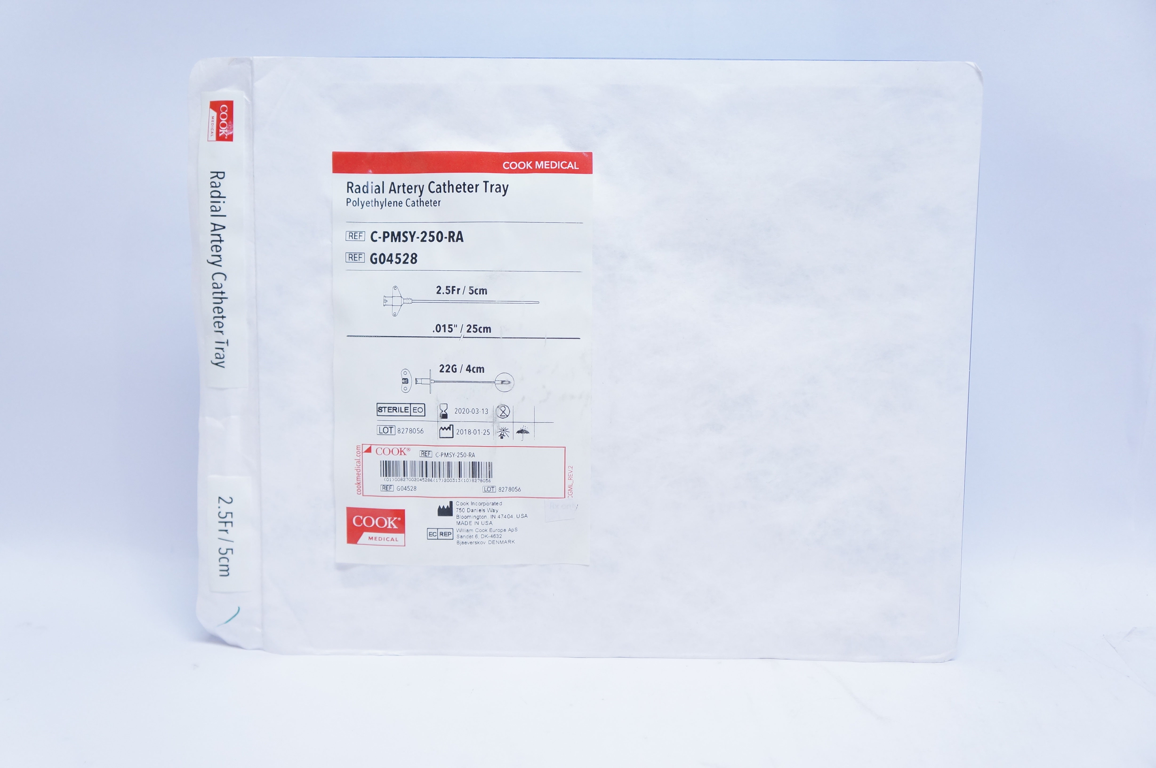 Cook Medical G04528 Radial Artery Cath. Tray 2.5Fr. x 0.015inch x 22G (x)