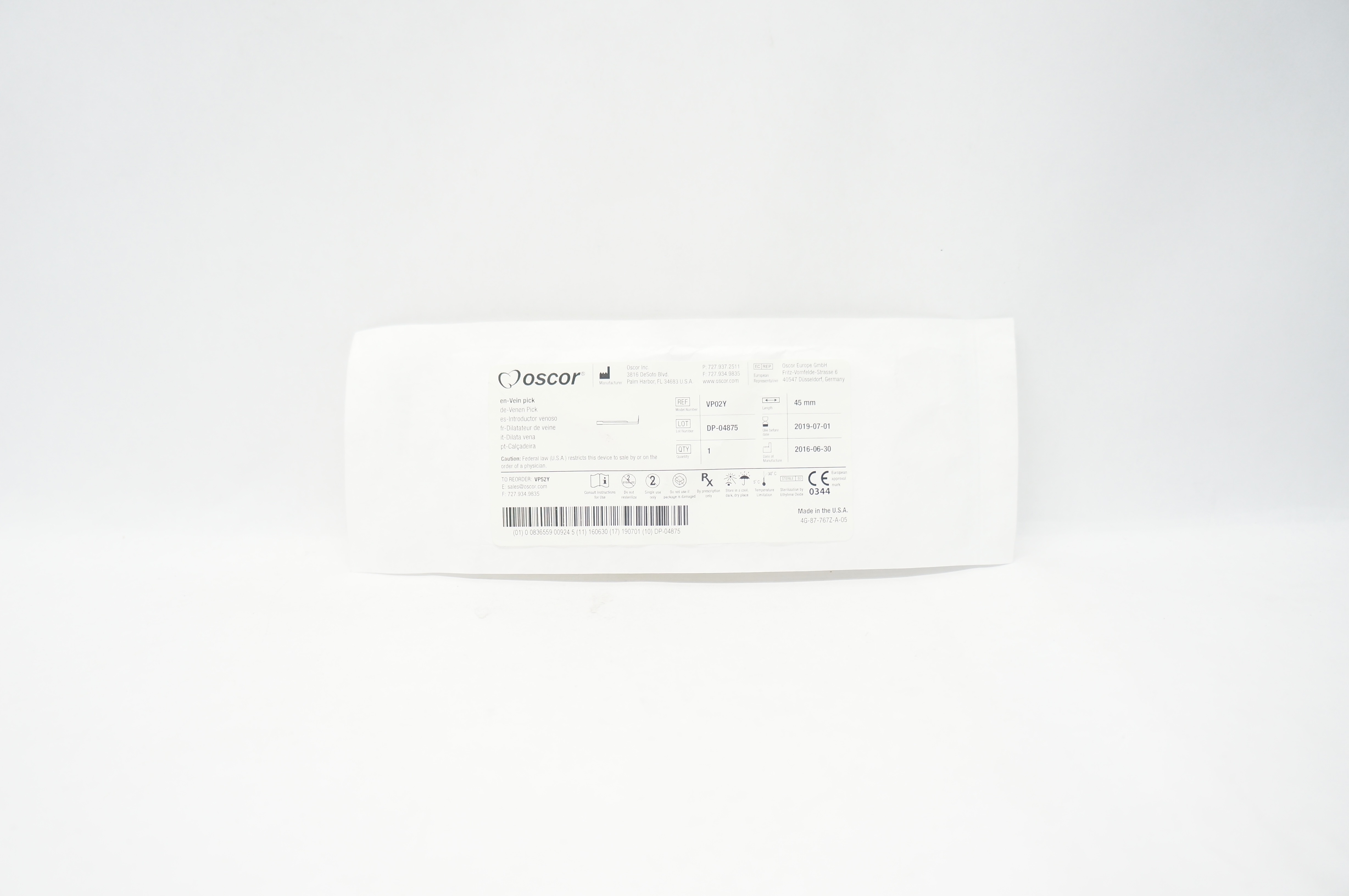 Oscor VP02Y Vein Pick 45mm (x)