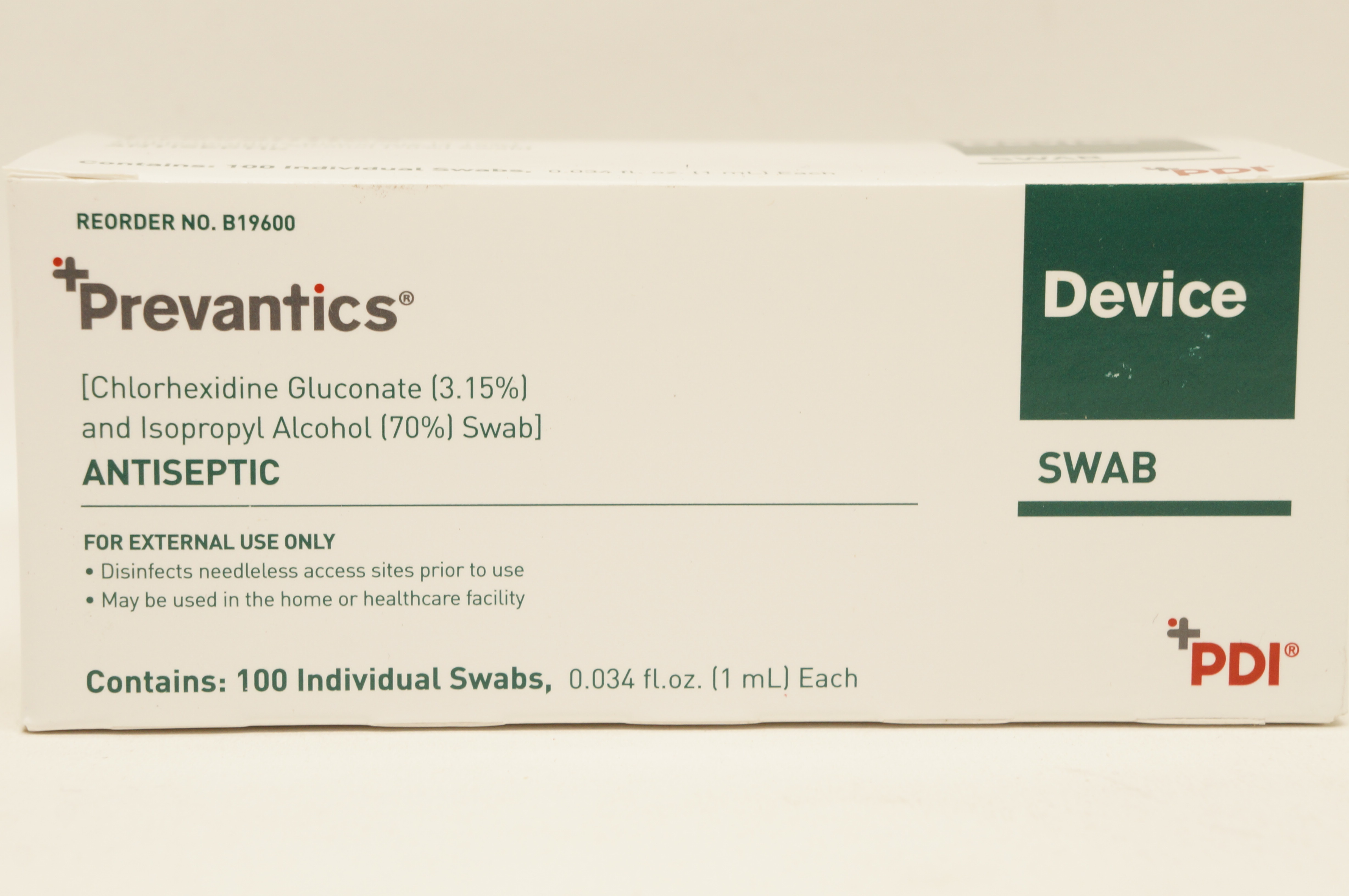 PDI B19600 Prevantics Device Antiseptic Swabs 1 mL - Box of 100 (x)