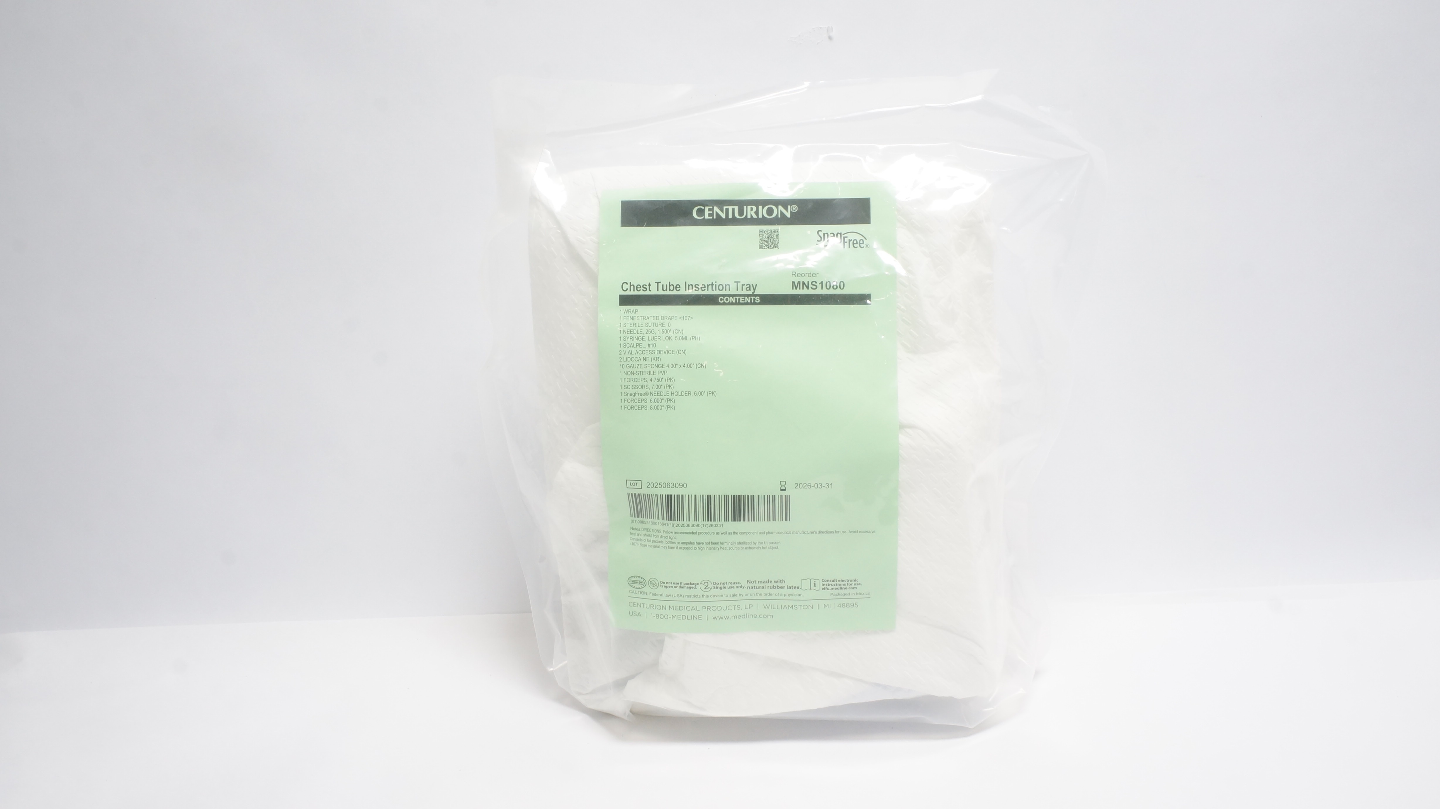 Centurion MNS1080 Chest Tube Insertion Tray (x)
