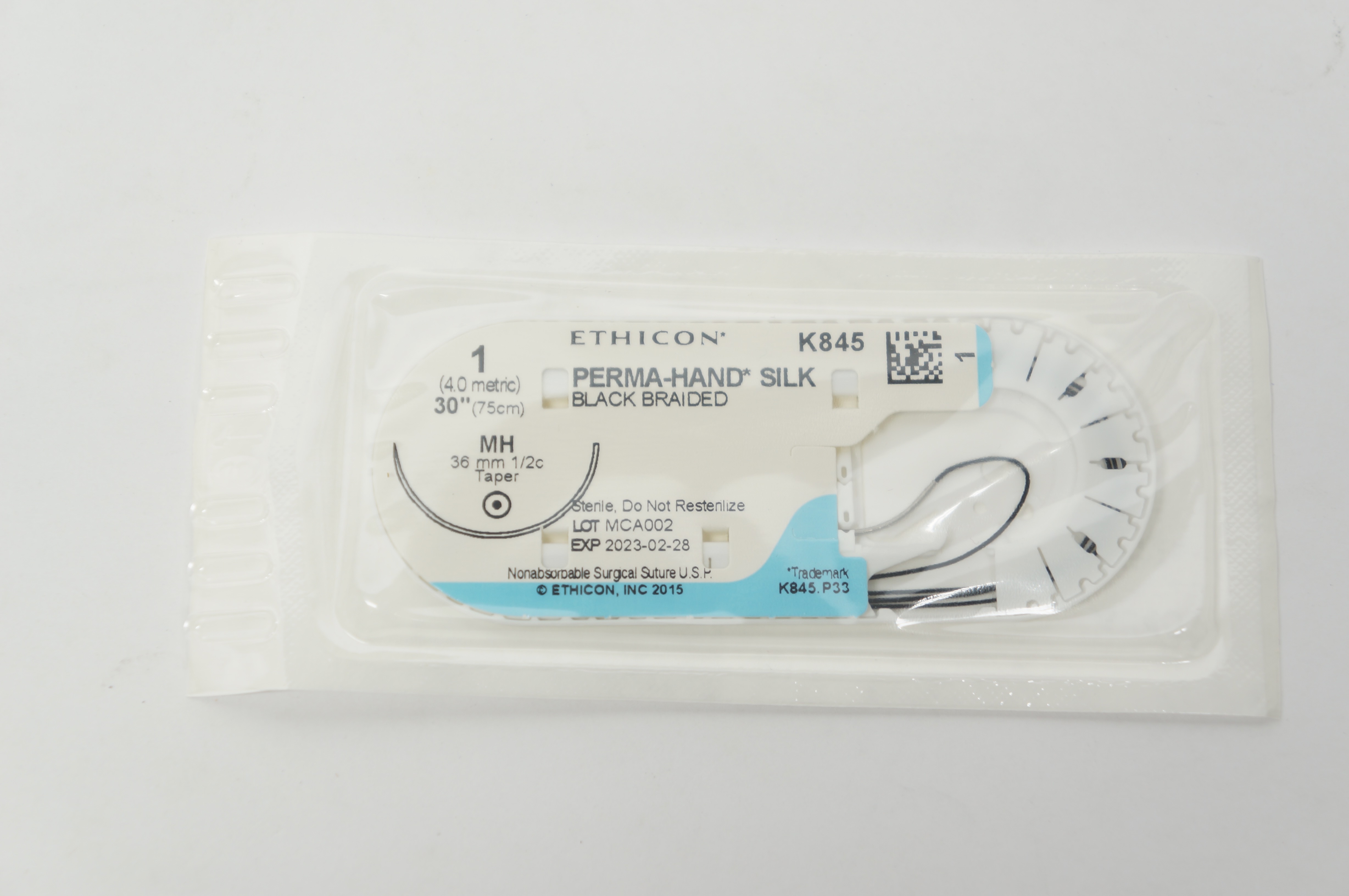 Ethicon K845 1 Perma-Hand Silk Stre MH 36mm 1/2c Taper, 30inch