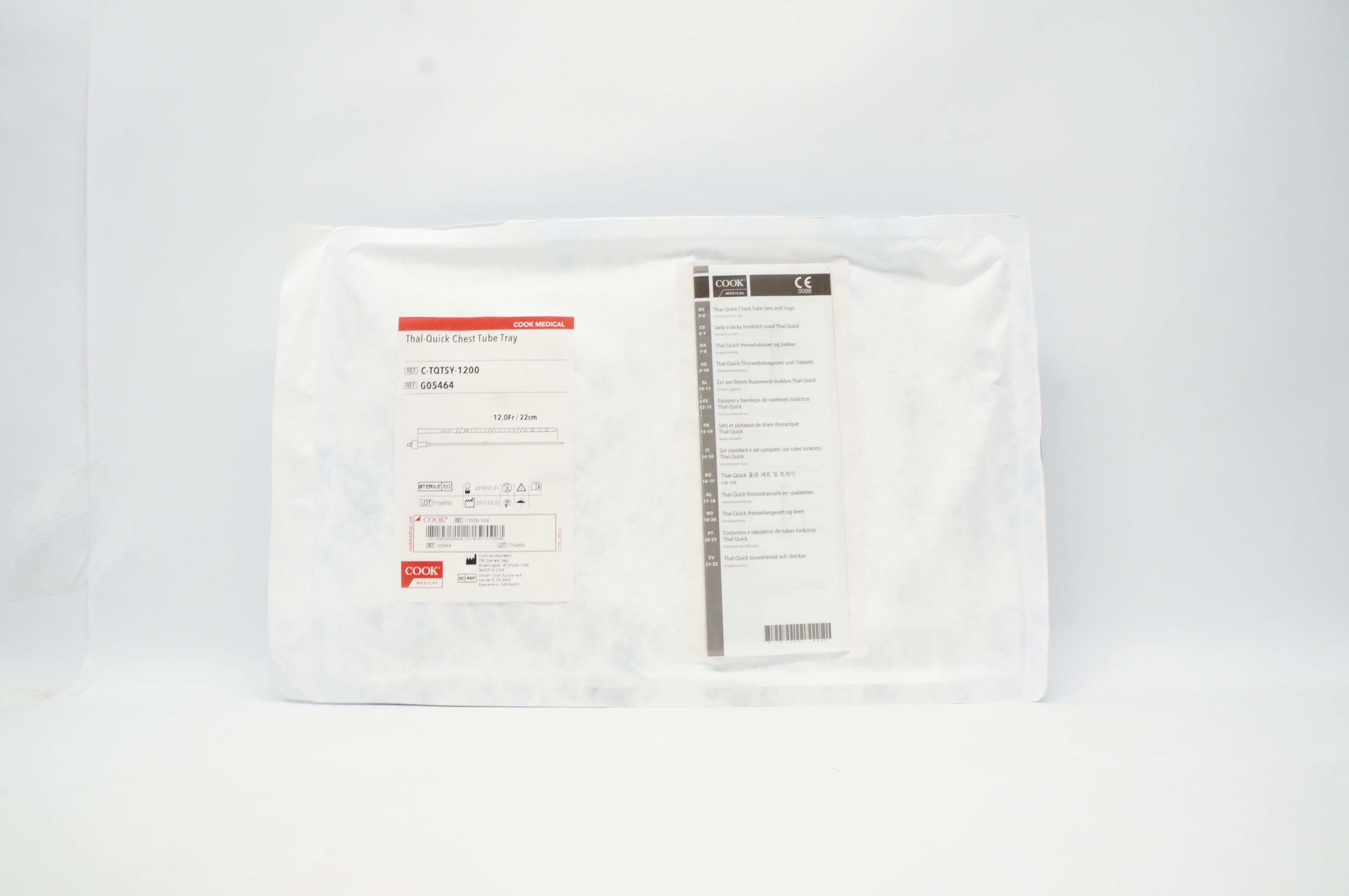 Cook Medical G05464 Thal-Quick Chest Tube Tray 12Fr/22cm(x)