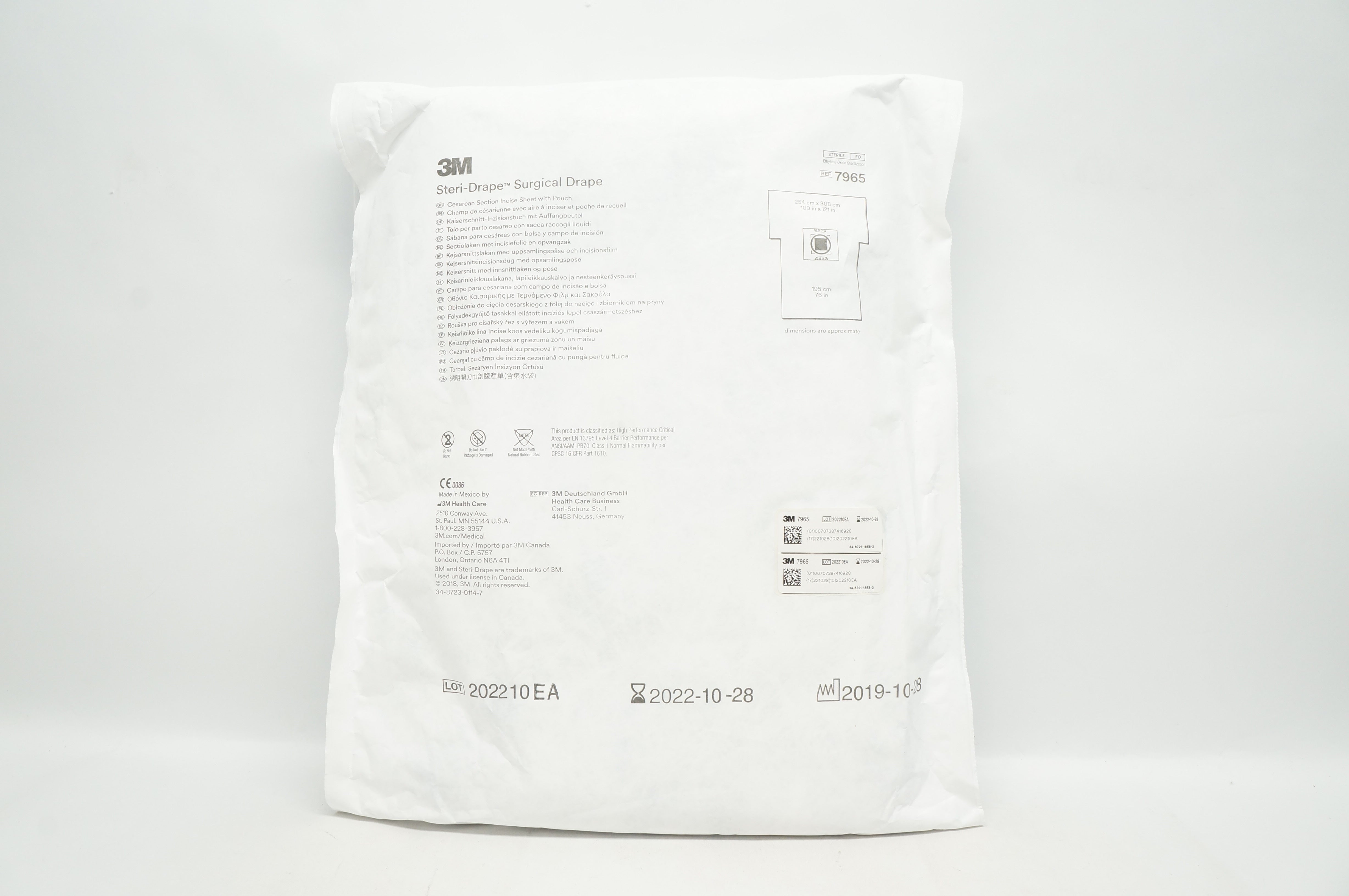 3M 7965 Steri-Drape Surgical Drape, 100inch x 121inch x 76inch