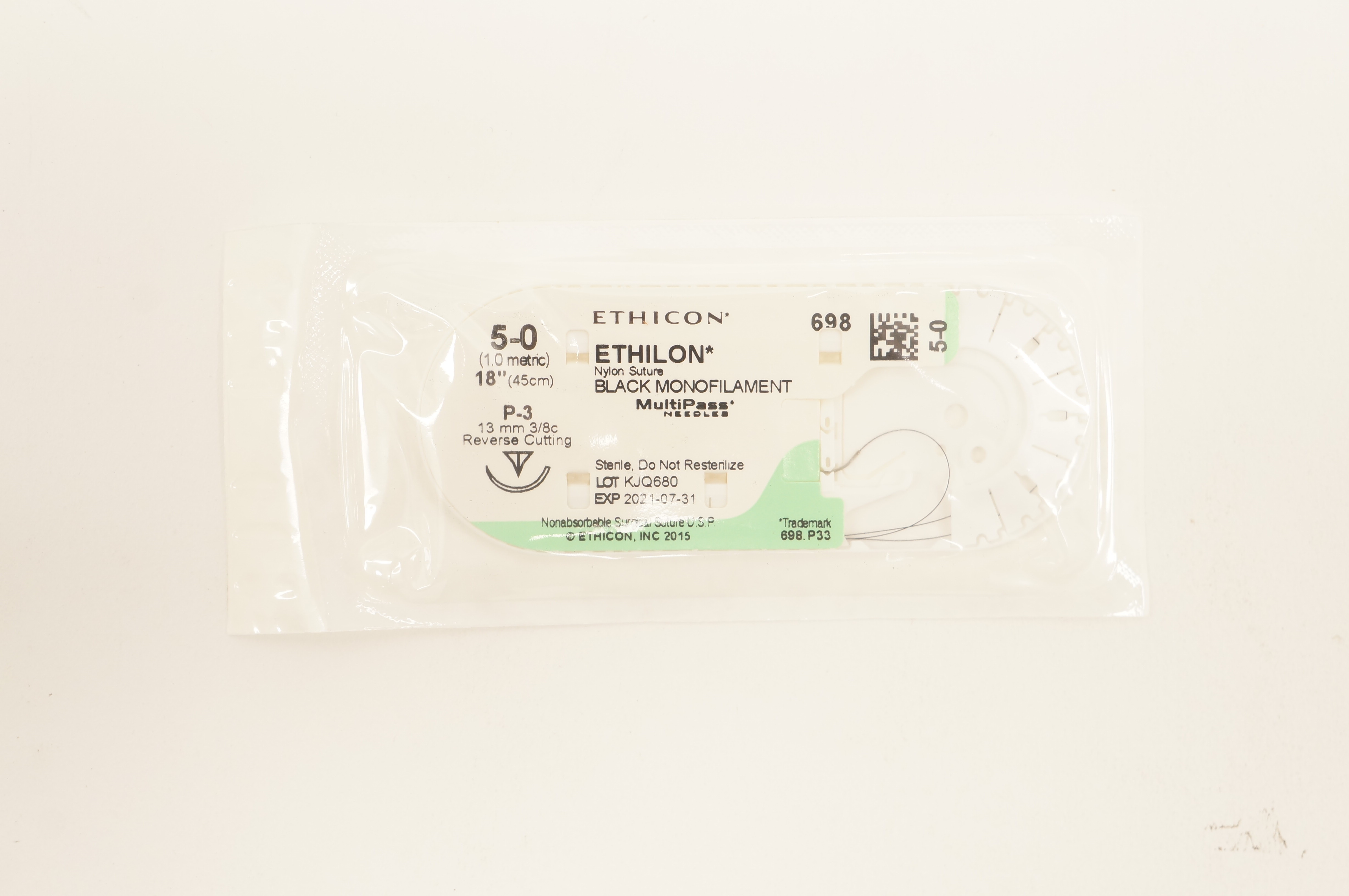 Ethicon 698 5-0 ETHILON P-3 13mm 3/8c Reverse Cutting 18inch (x)