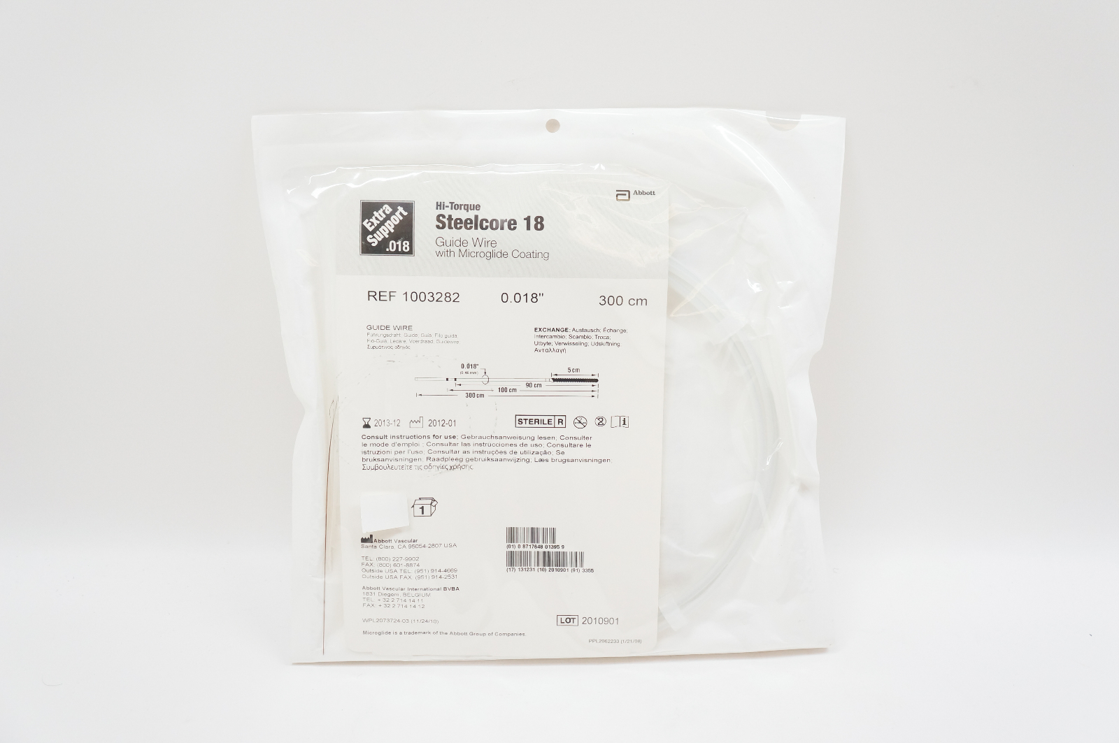 Abbott 1003282 Hi-Torque Steelcore 18 Guide Wire 0.018inch x 300cm (x)