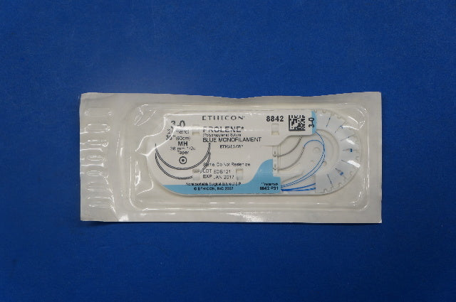 Ethicon 8842 3-0 PROLENE, MH 36mm 1/2c Taper, Blue Monofilament, 36