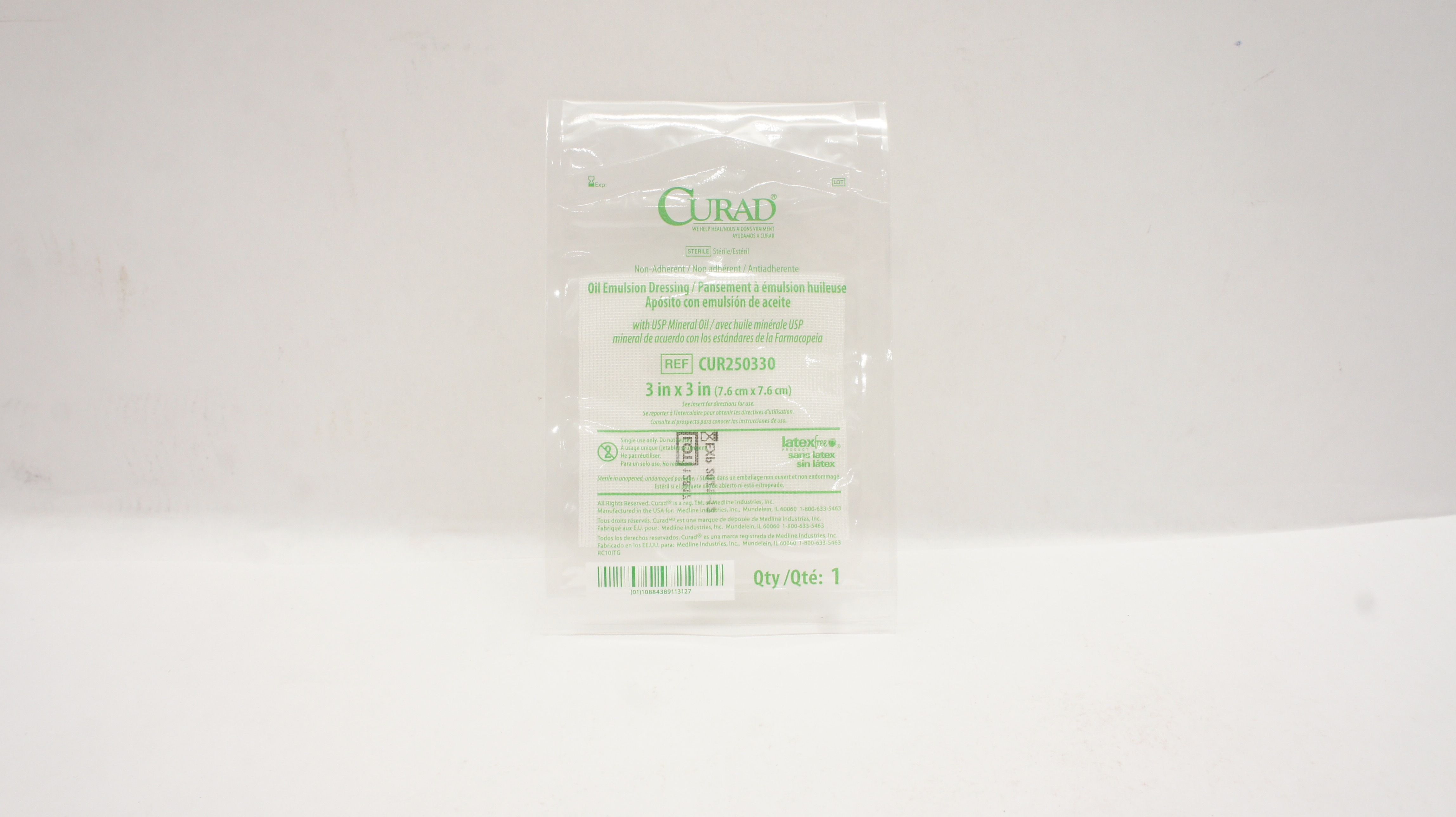 Medline CUR250330 Curad Non-Adherent Oil Emulsion Dressing 3inch x 3inch (x)