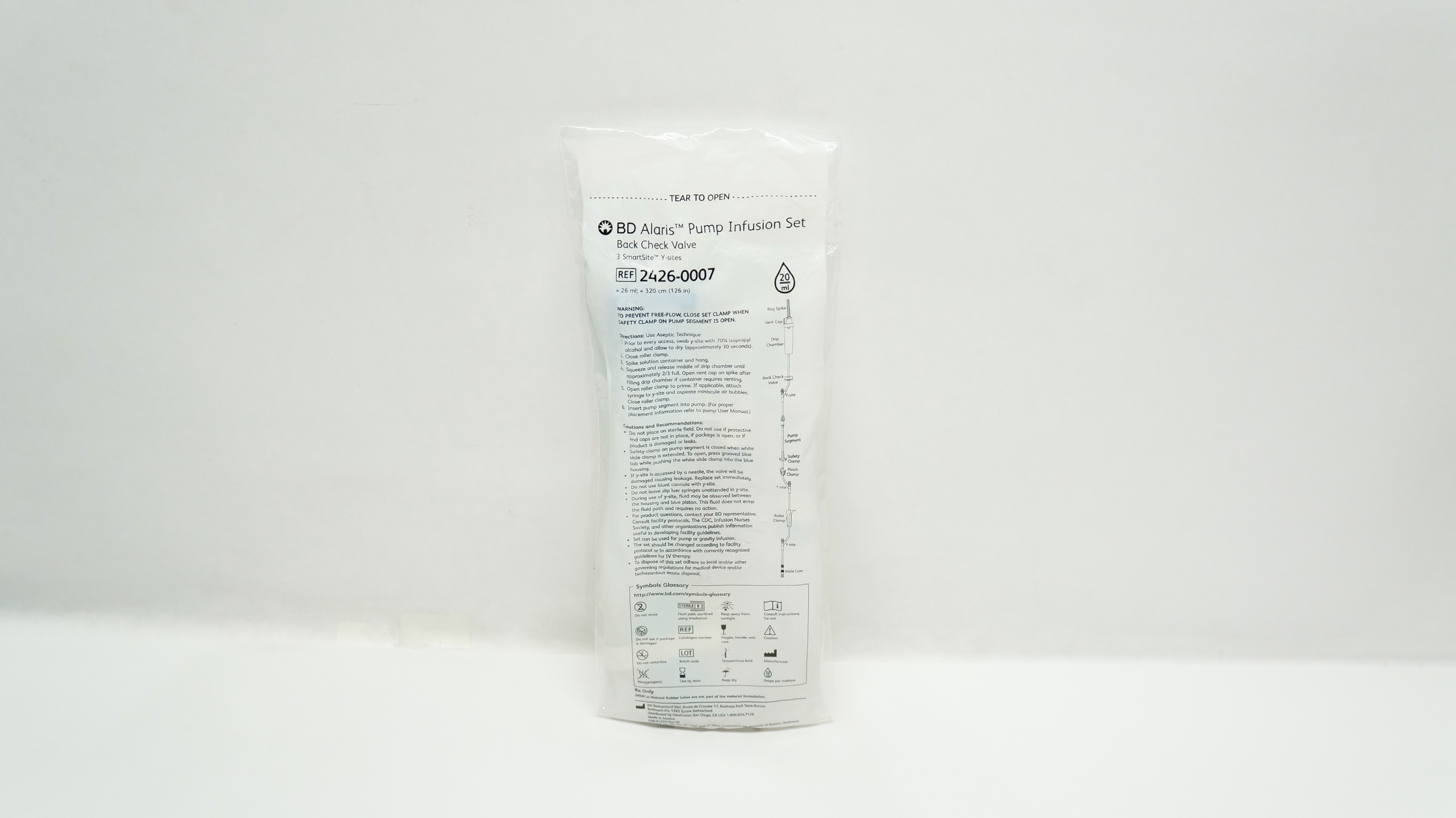 BD 2426-0007 Alaris Pump Infusion Set Back Check Valve 26mL x 126inch (x)