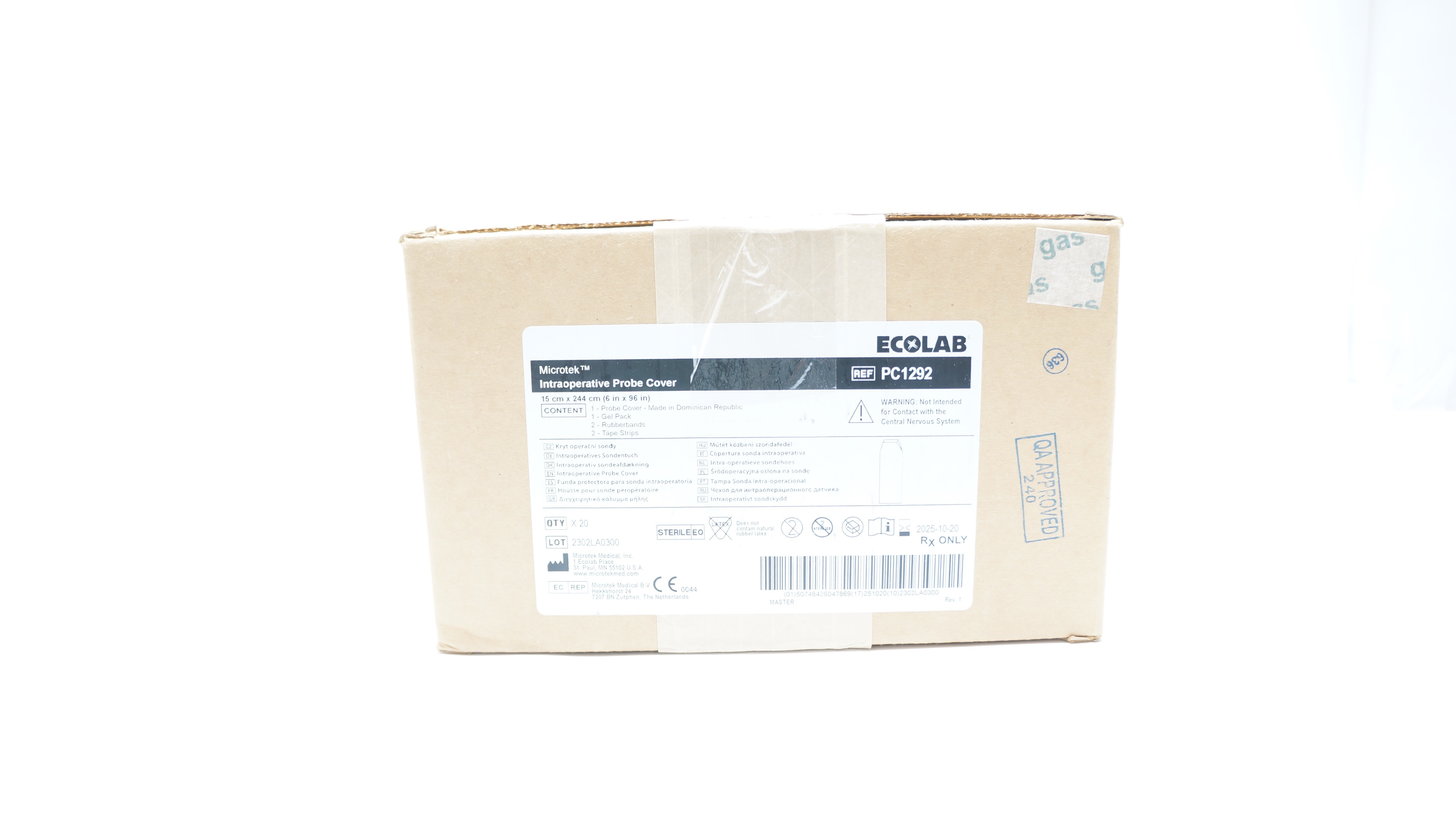 Microtek PC1292 Ecolab Intraoperative Probe Cover 6 inch x 96 inch - Box of 20