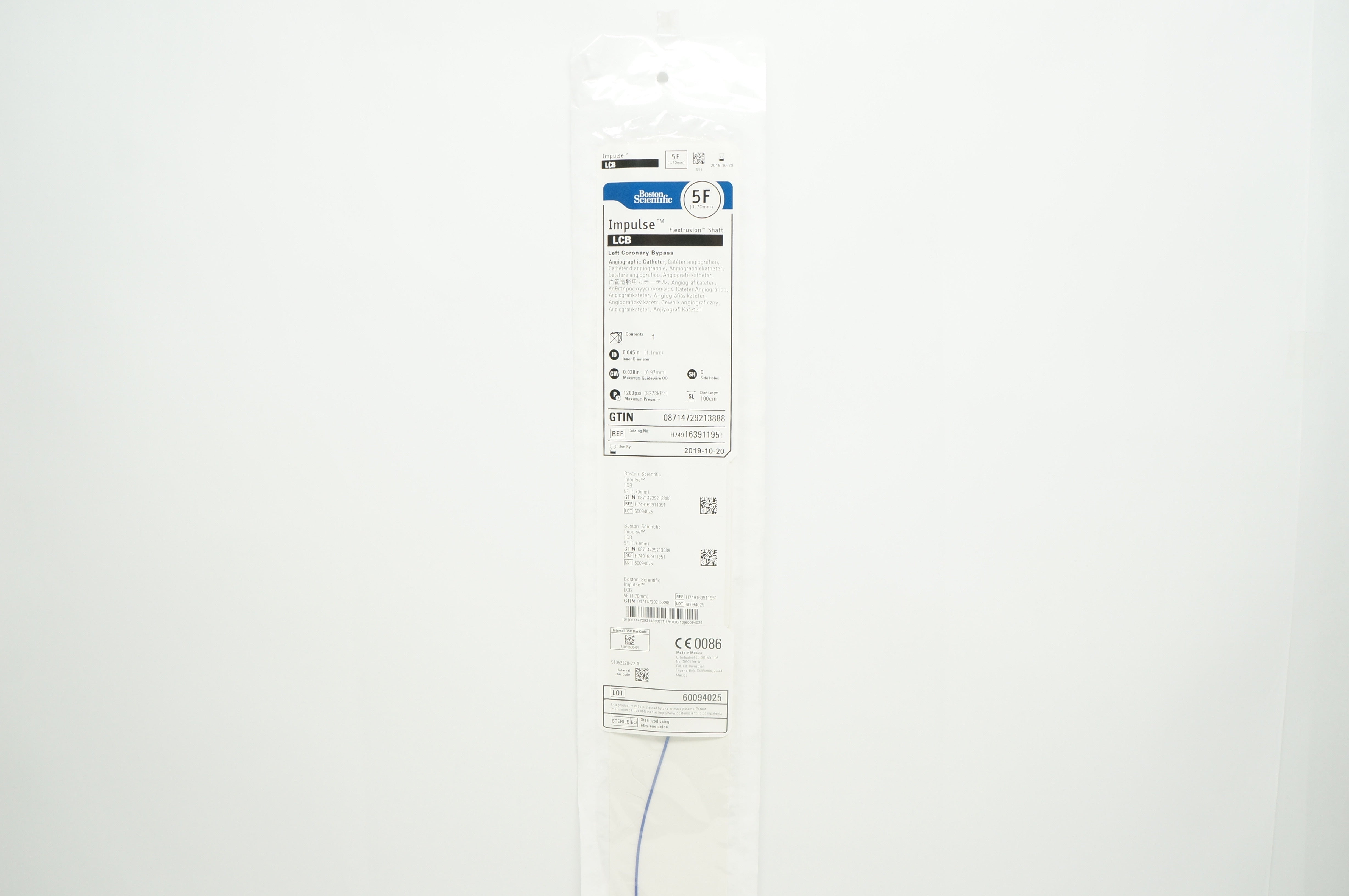 Boston Scientific 16391195 Impulse LCB Angiographic Cath. 5F x 100cm (x)