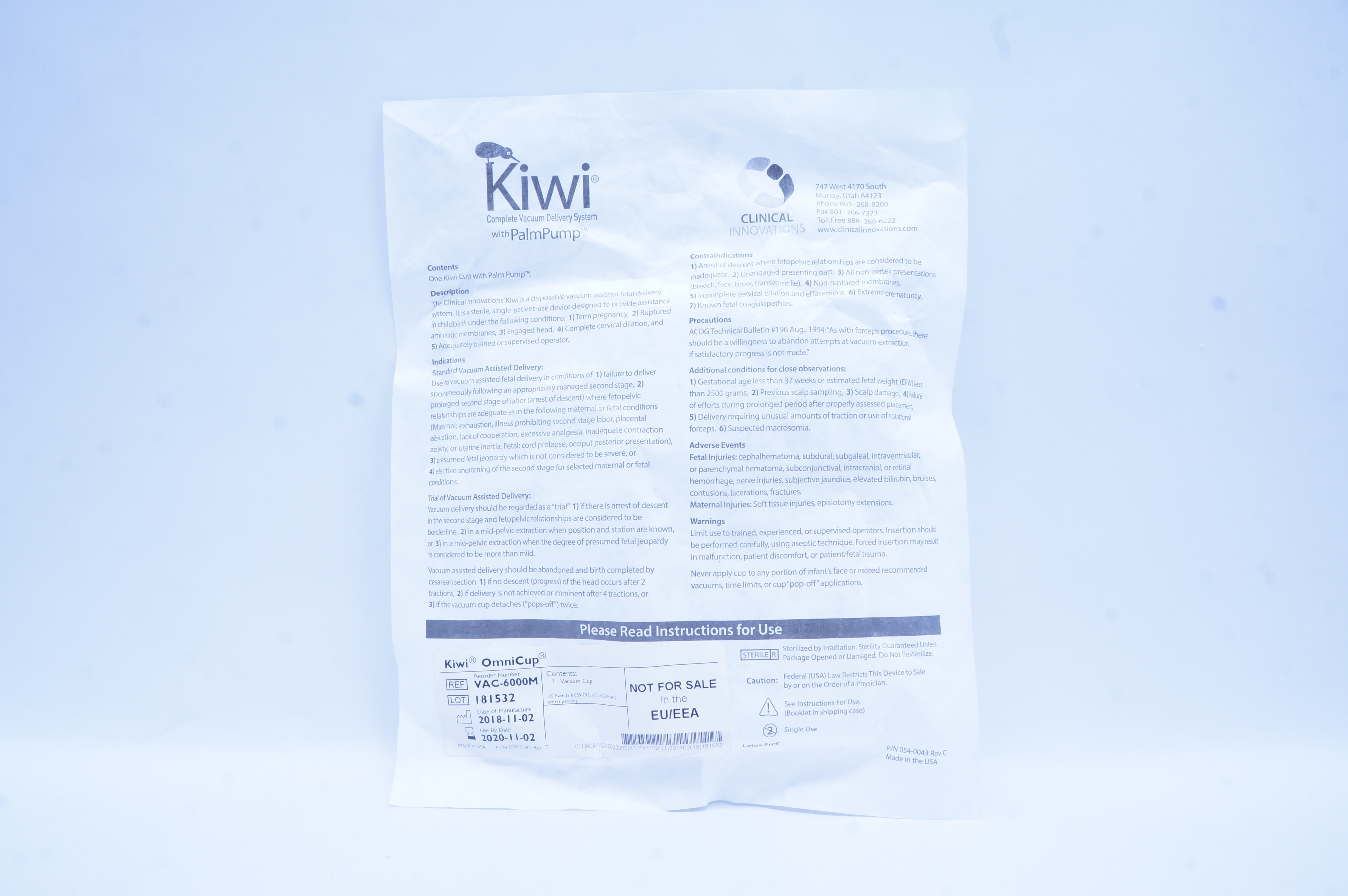 Clinical Innovations VAC-6000M Kiwi OmniCup Complete Vacuum Delivery System (x)