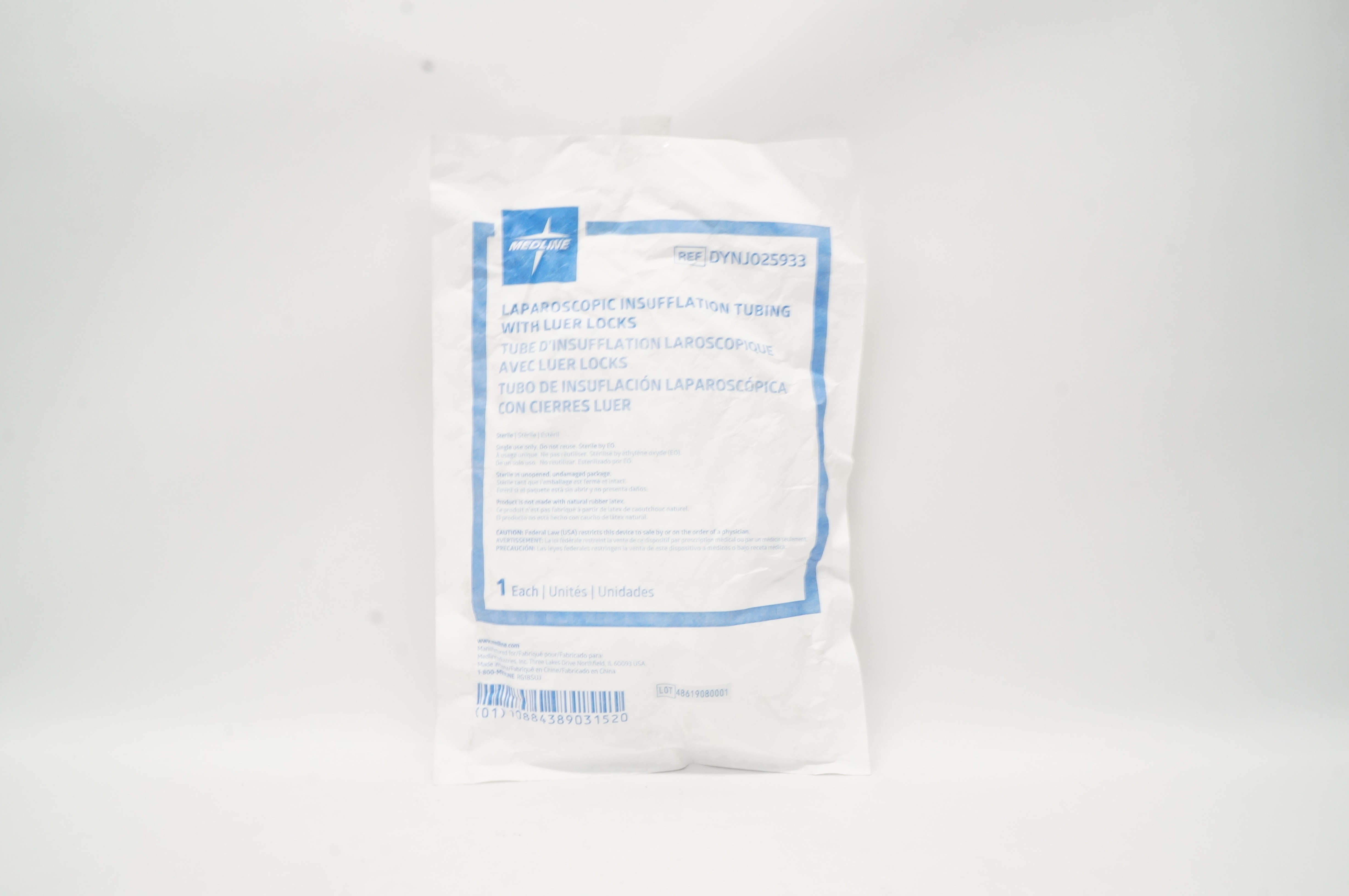 Medline DYNJ025933 Laparoscopic Insufflation Tubing with Luer Locks