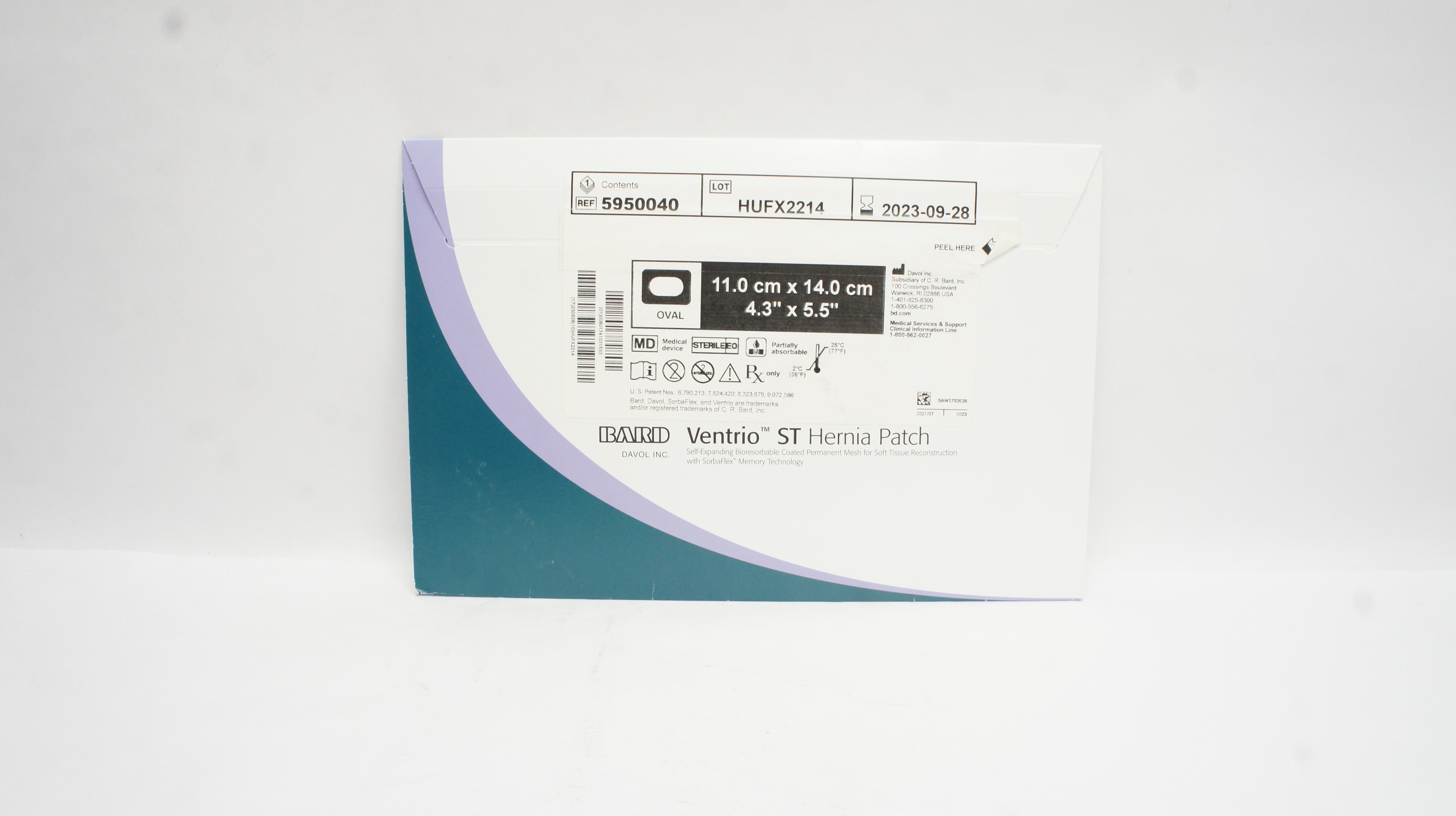 Bard 5950040 Davol Ventrio ST Hernia Patch, Oval 4.3inch x 5.5inch (x)