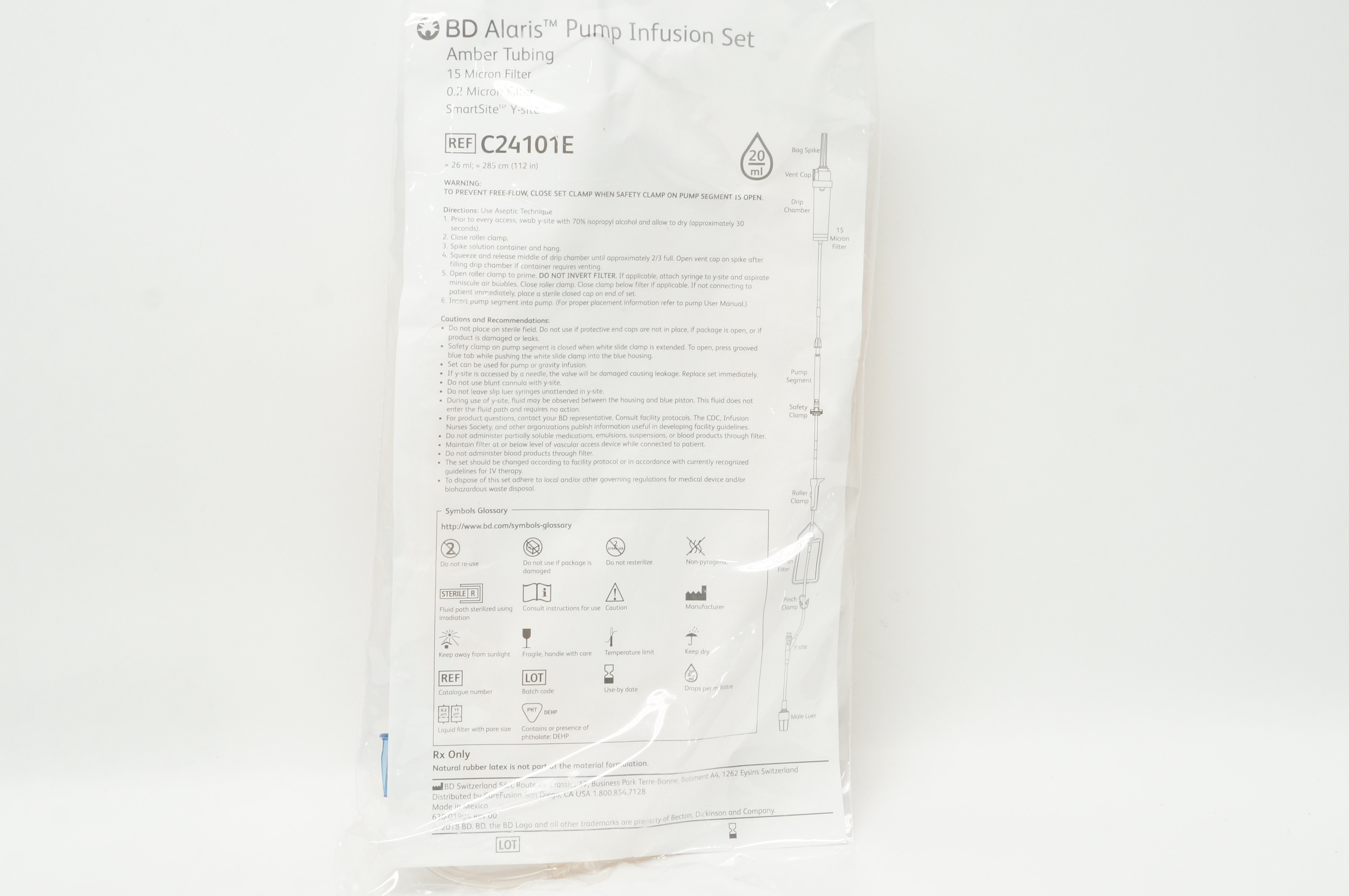 CareFusion C24101E SmartSite Amber Infusion Set 26mL x 112inch