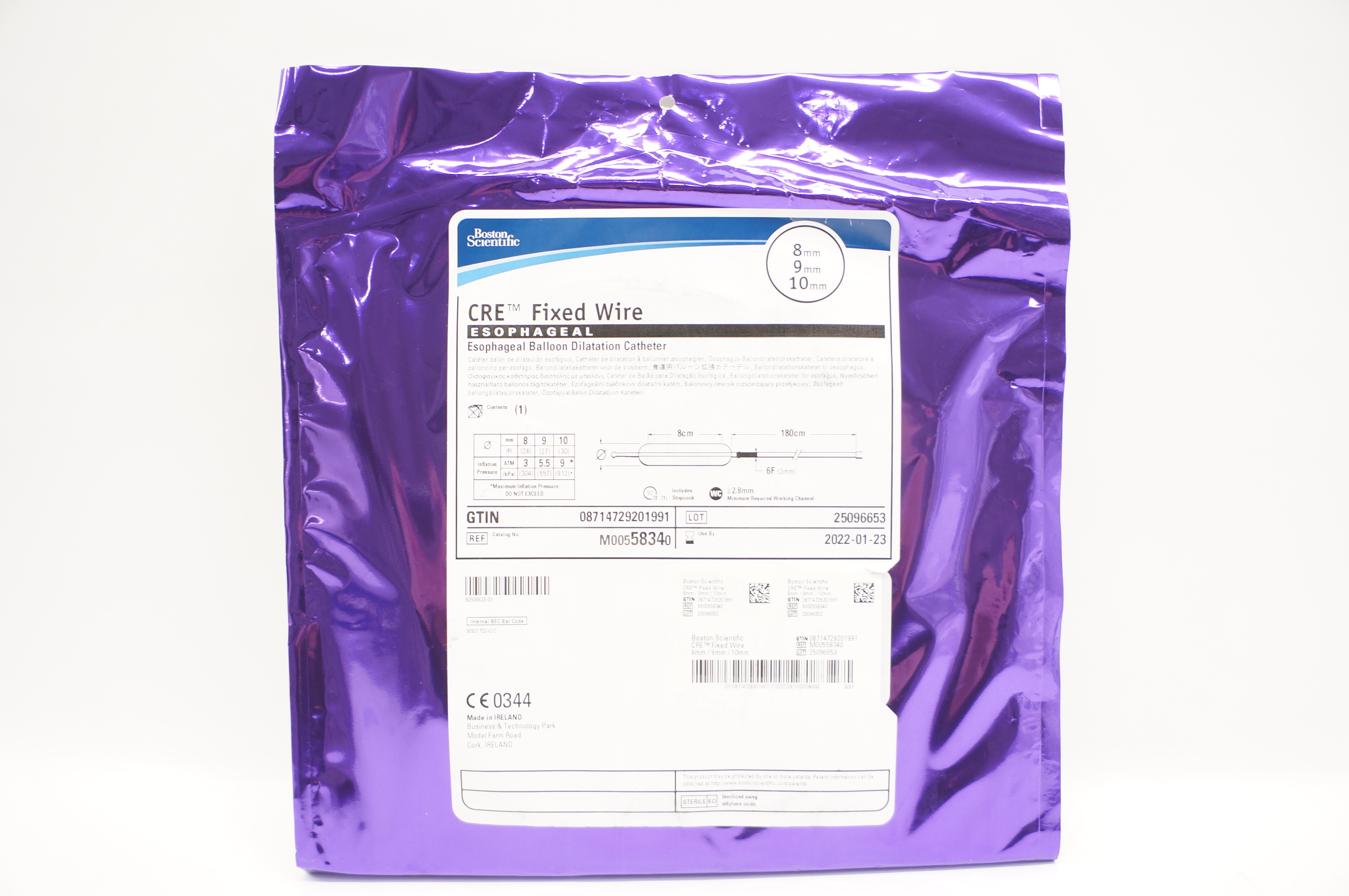 Boston Scientific M00558340 CRE Esophageal Balloon Dilatation Cath. 8x9x10mm (x)