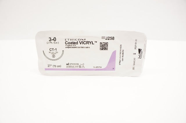Ethicon J258 3-0 Coated VICRYL Polyglactin Stre CT-1 36mm 1/2c Taperpoint 27inch