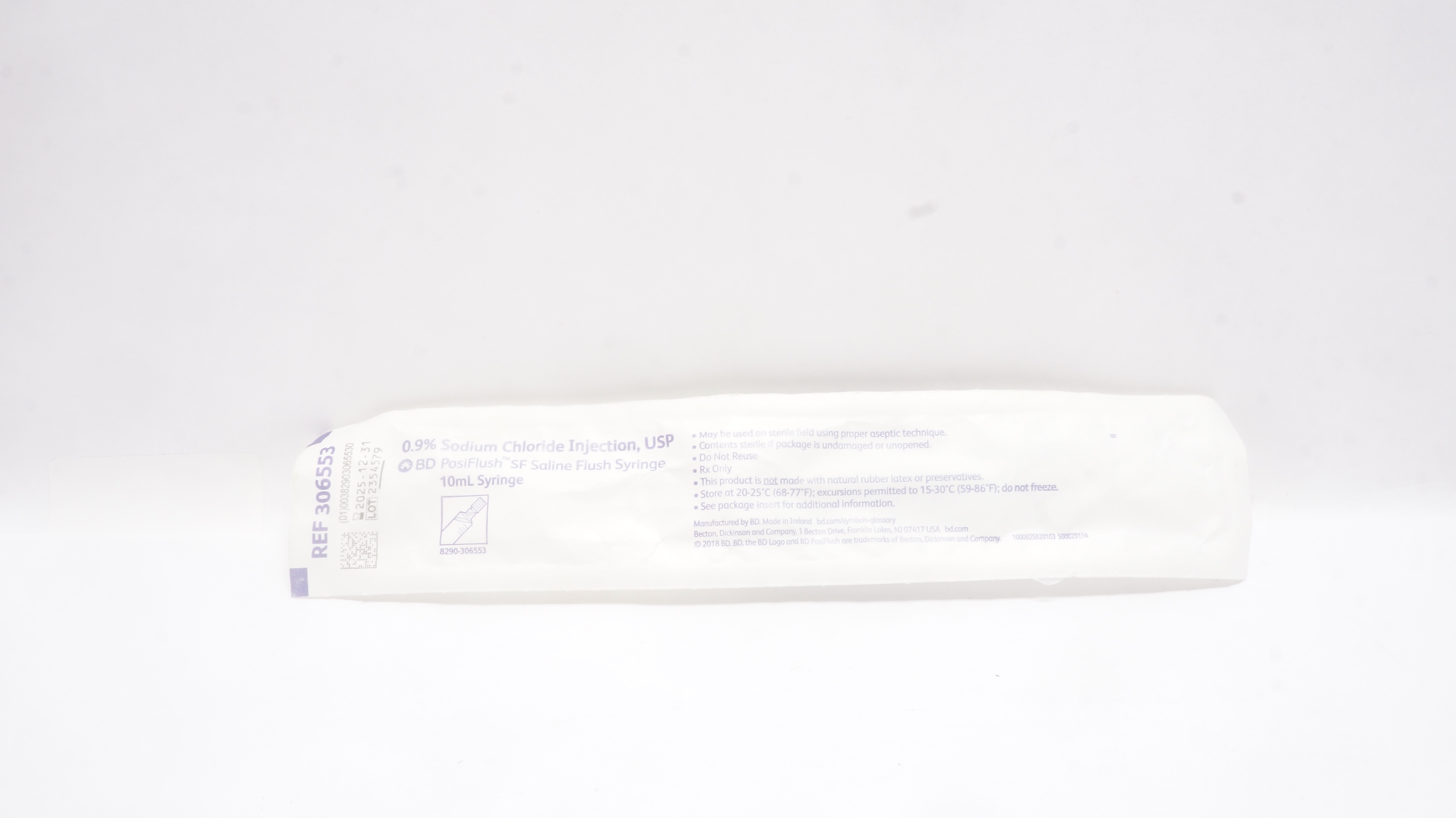 BD 306553 PosiFlush 0.9% Sodium Chloride Injection USP Saline Flush Syringe 10ml